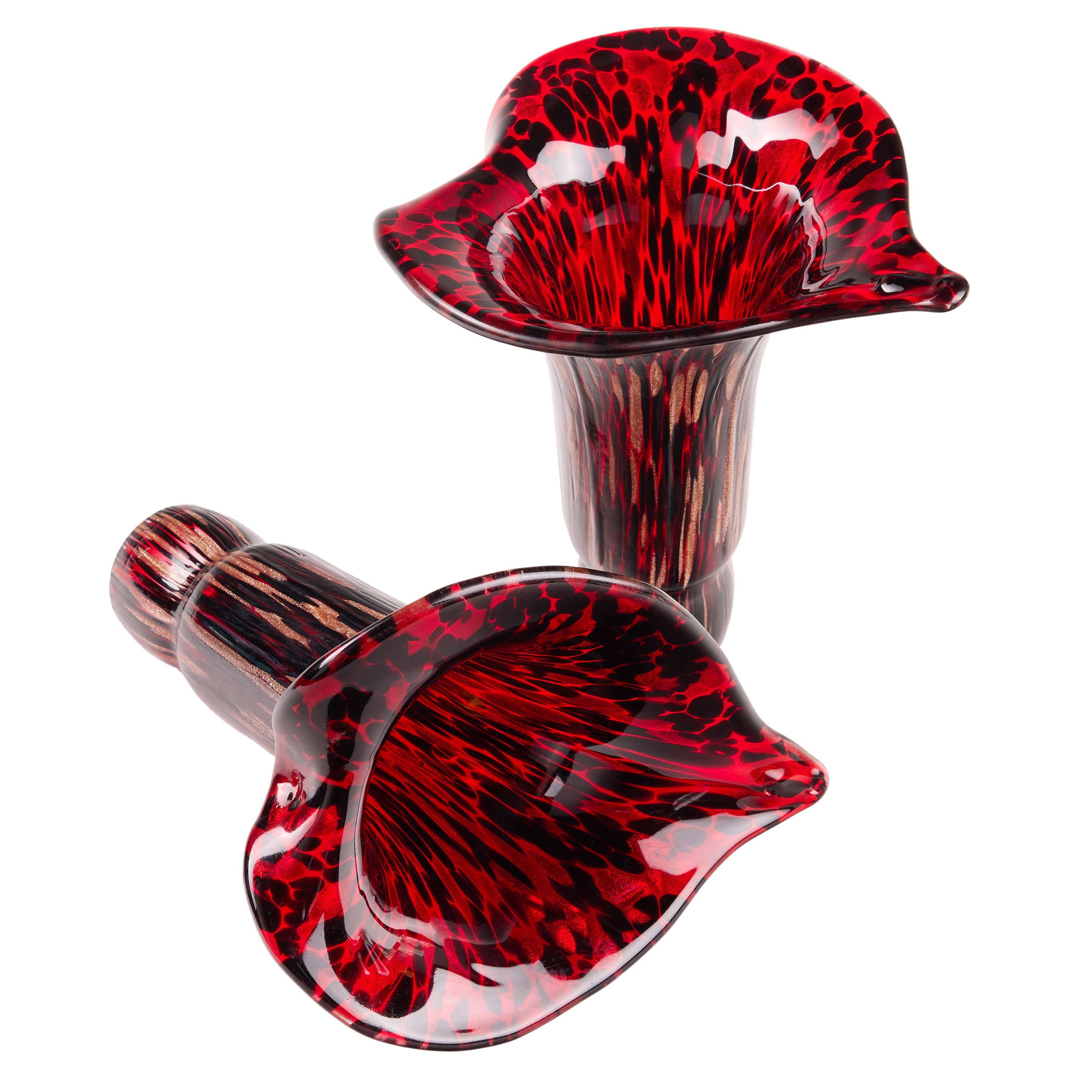 20"H Red Hand Blown Glass 5 Calla Lily Uplight Table Lamp