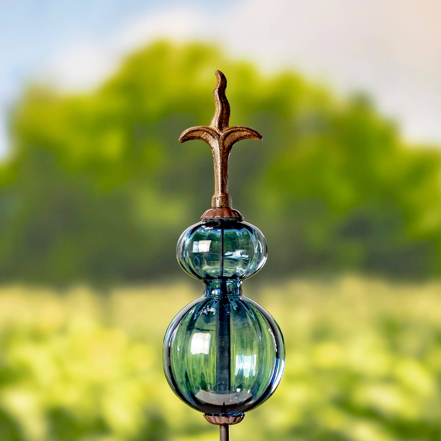 55" Tall Glass Globe Iron Garden Stake- 6 Assorted