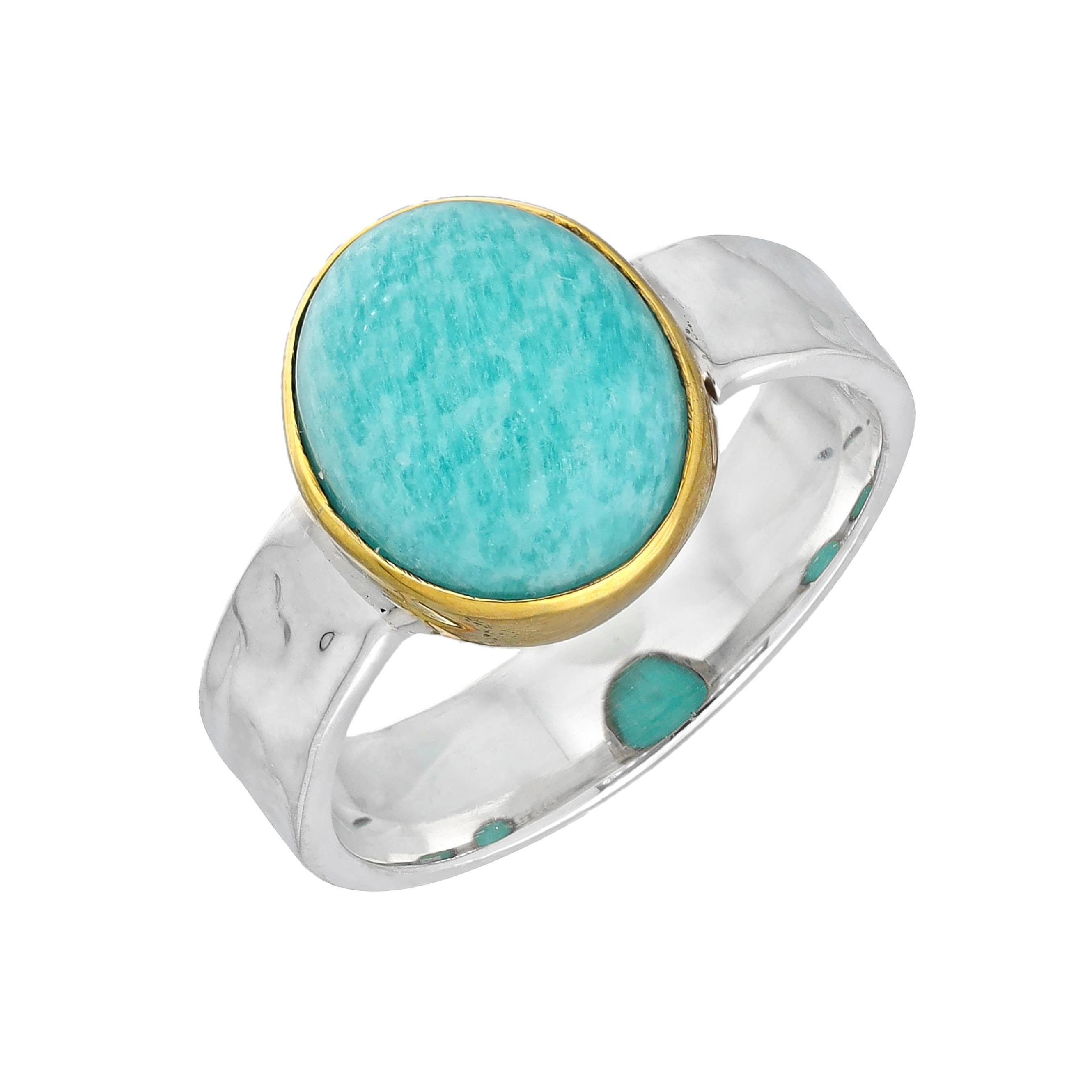 925 Sterling Silver Amazonite Solitaire Ring: 10