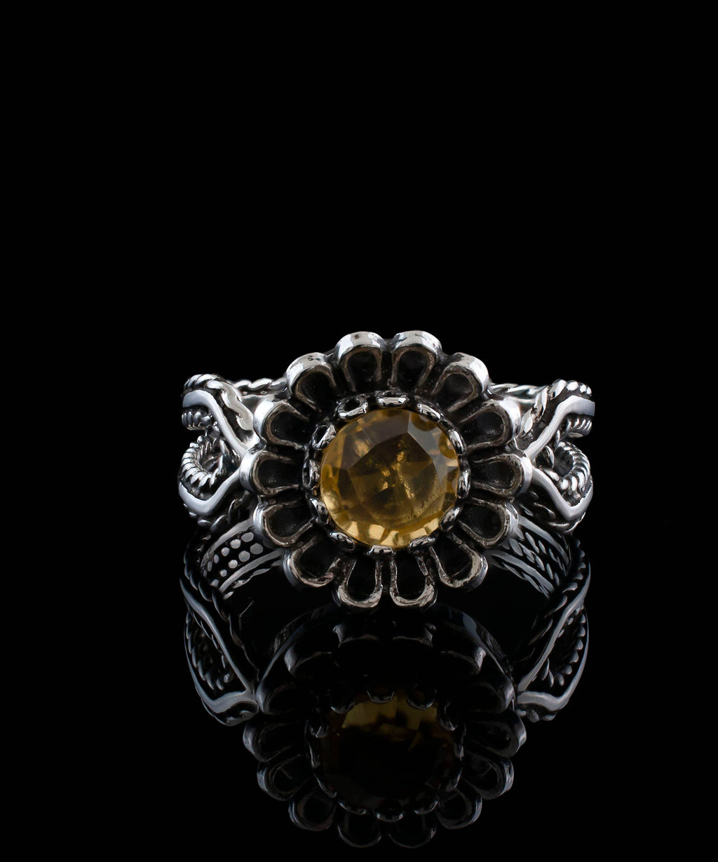 Art Dainty Citrine Gemstone Women Silver Ring: 7