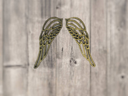 Antique Gold Cast Iron Set of Angel Wings Wall Sculpture
