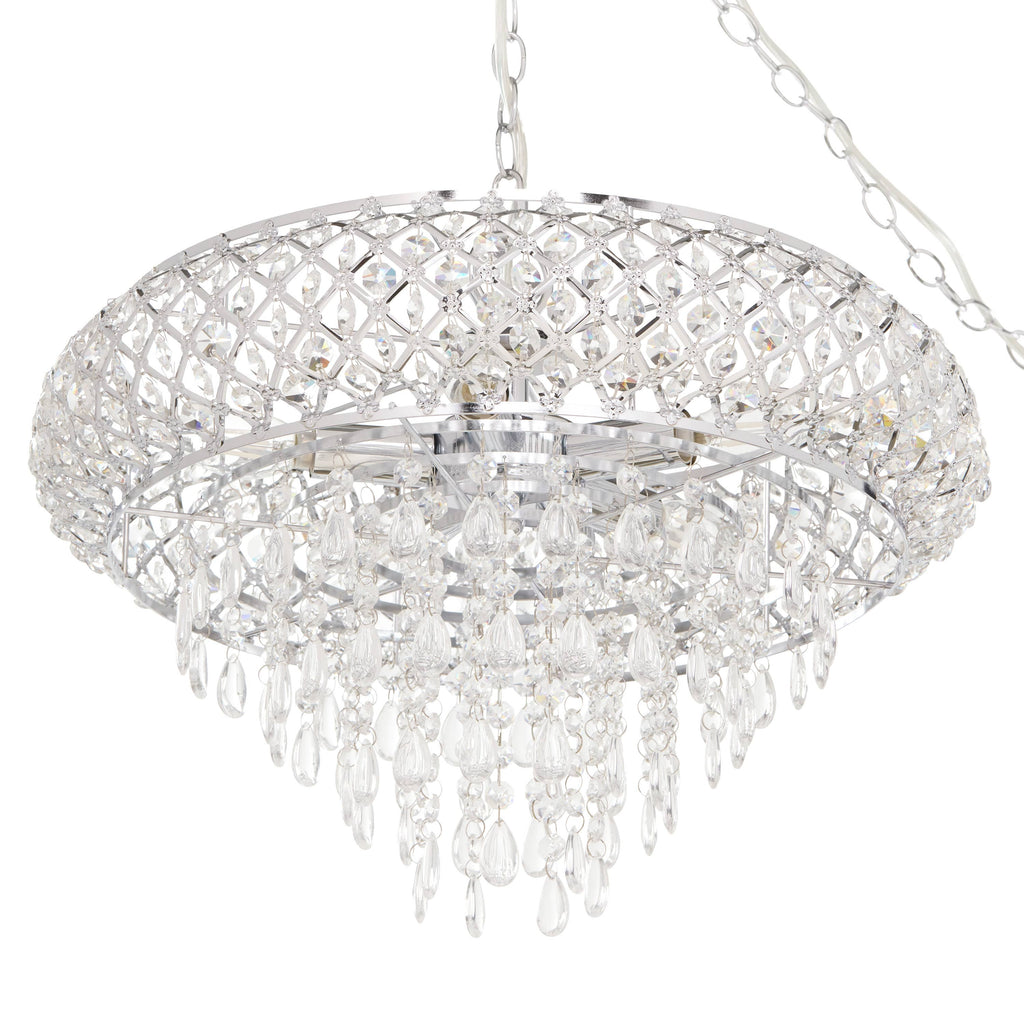 19" Chrome and Faceted Crystal Glam Chandelier