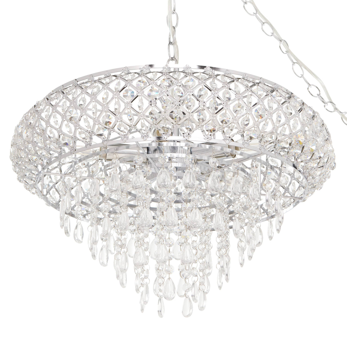 19" Chrome and Faceted Crystal Glam Chandelier