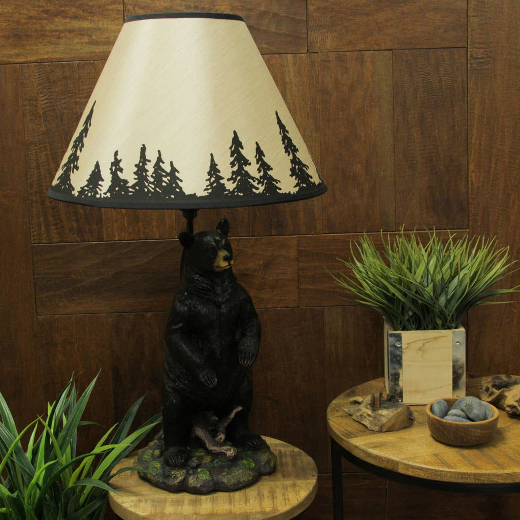 Standing Grizzly Bear Table Resin Lamp Forest Shade