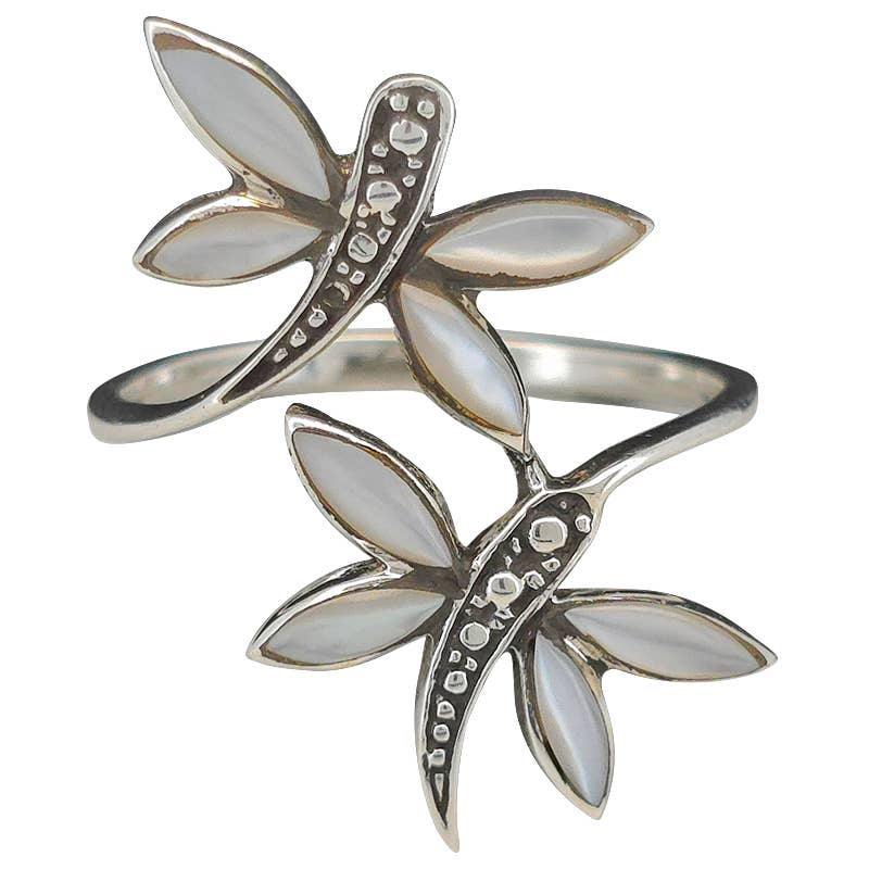 Dragonfly Sterling Silver Mother-of-Pearl Ring: 7