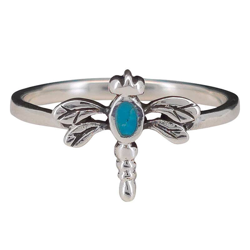 Turquoise Sterling Silver Dragonfly Ring: 9