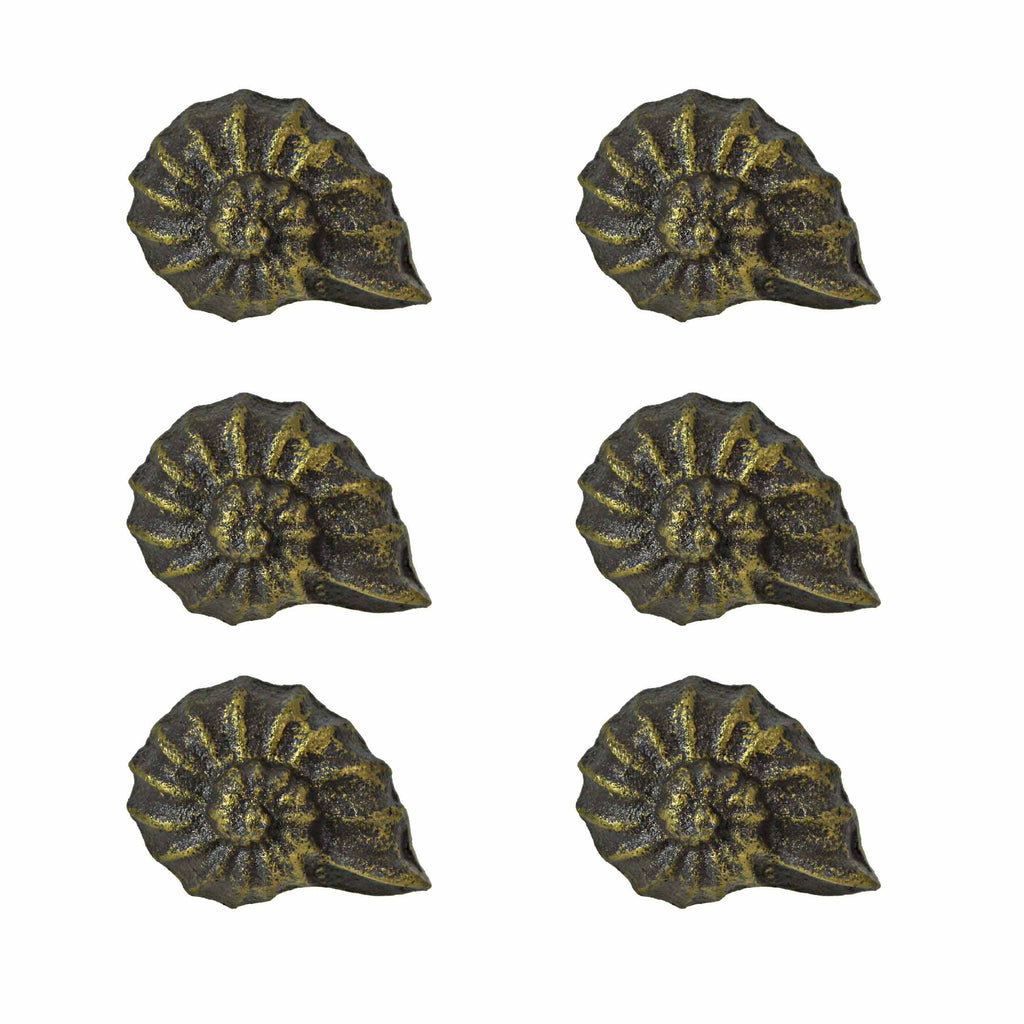Rustic Bronze Cast Iron Nautilus Shell Drawer Pulls Set of 6