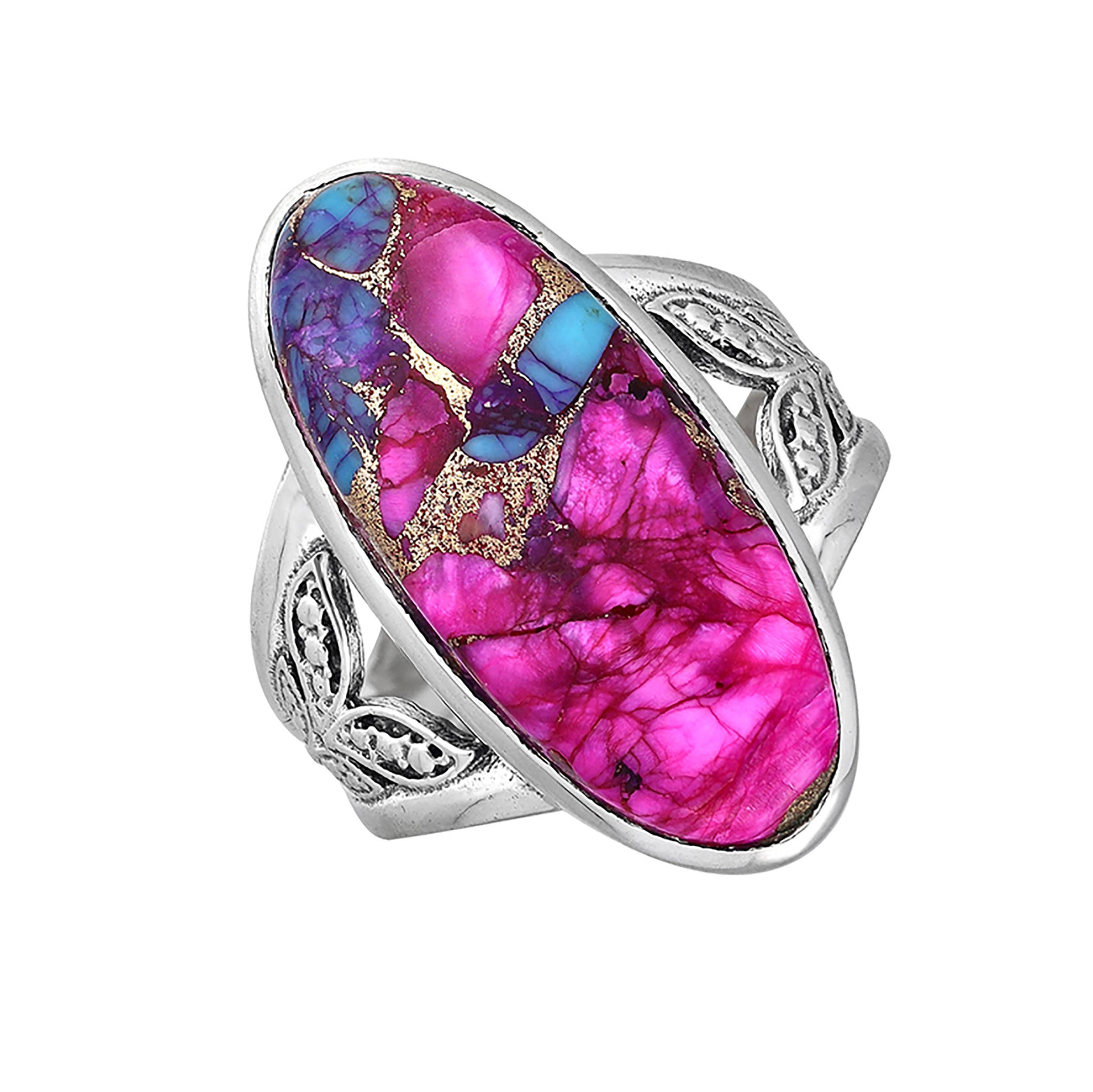 925 Silver Aurora Grove Pink Mohave Turquoise Ring: 6