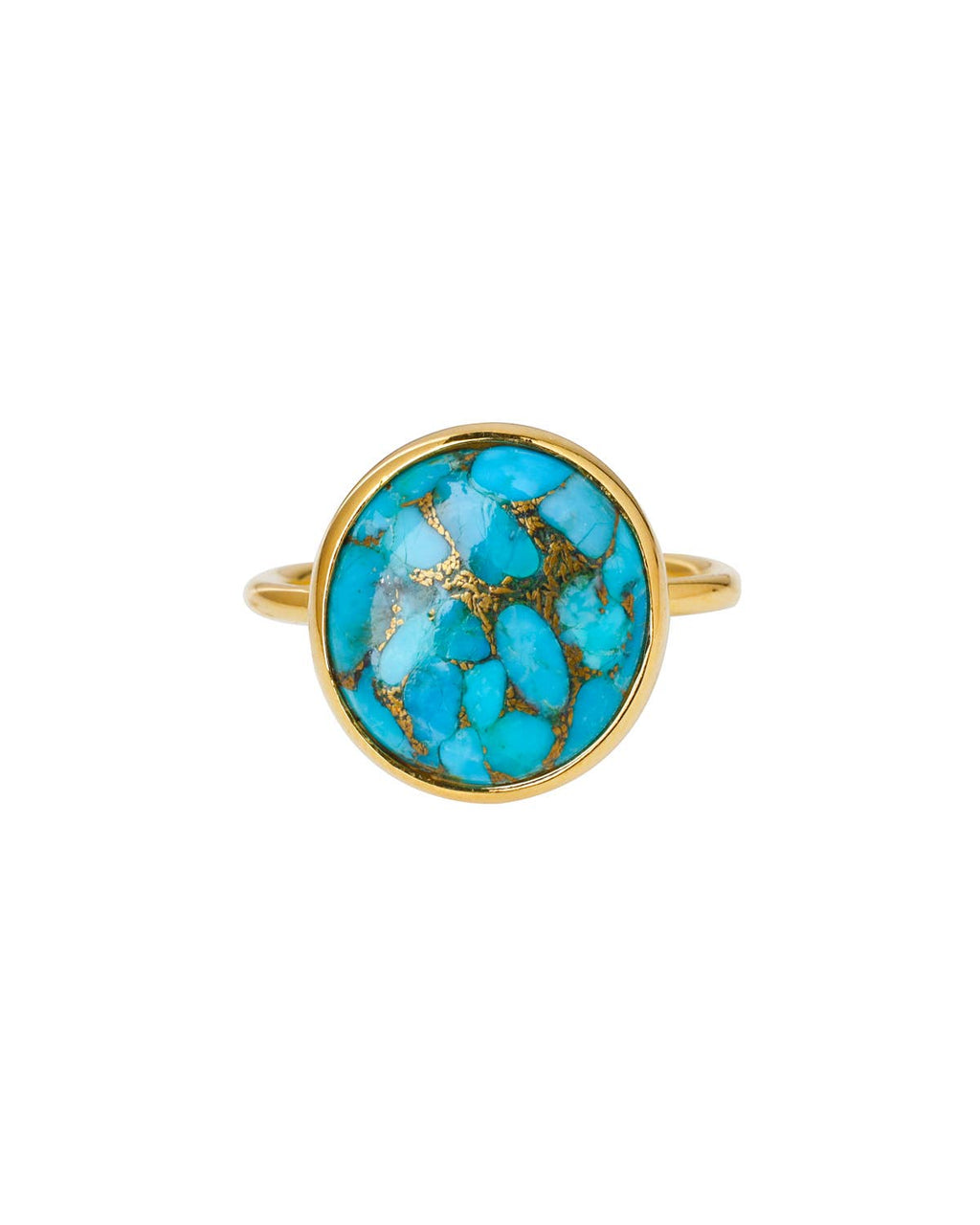 Blue Copper Turquoise Gold Plated Over Sterling Silver Ring: 8