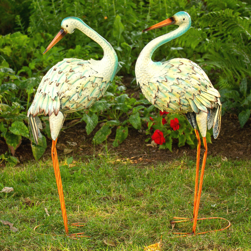 Iron Great White Heron Yard Figurines in 6 Assorted Styles