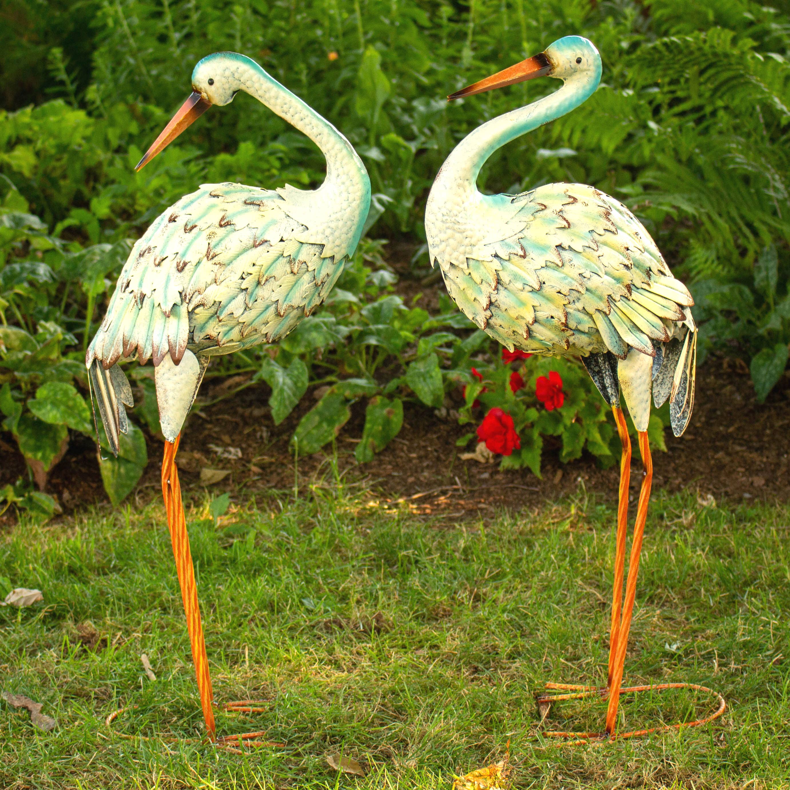 Iron Great White Heron Yard Figurines in 6 Assorted Styles