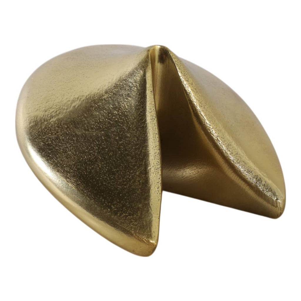 Metal Fortune Cookie Decorative Figurine - Gold, 5 in.