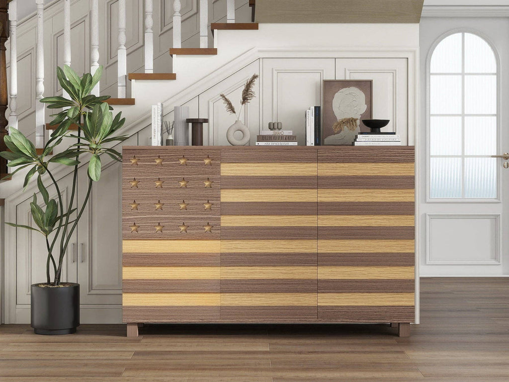 55" Buffet Sideboard Cabinet with Hand-Carved Detail