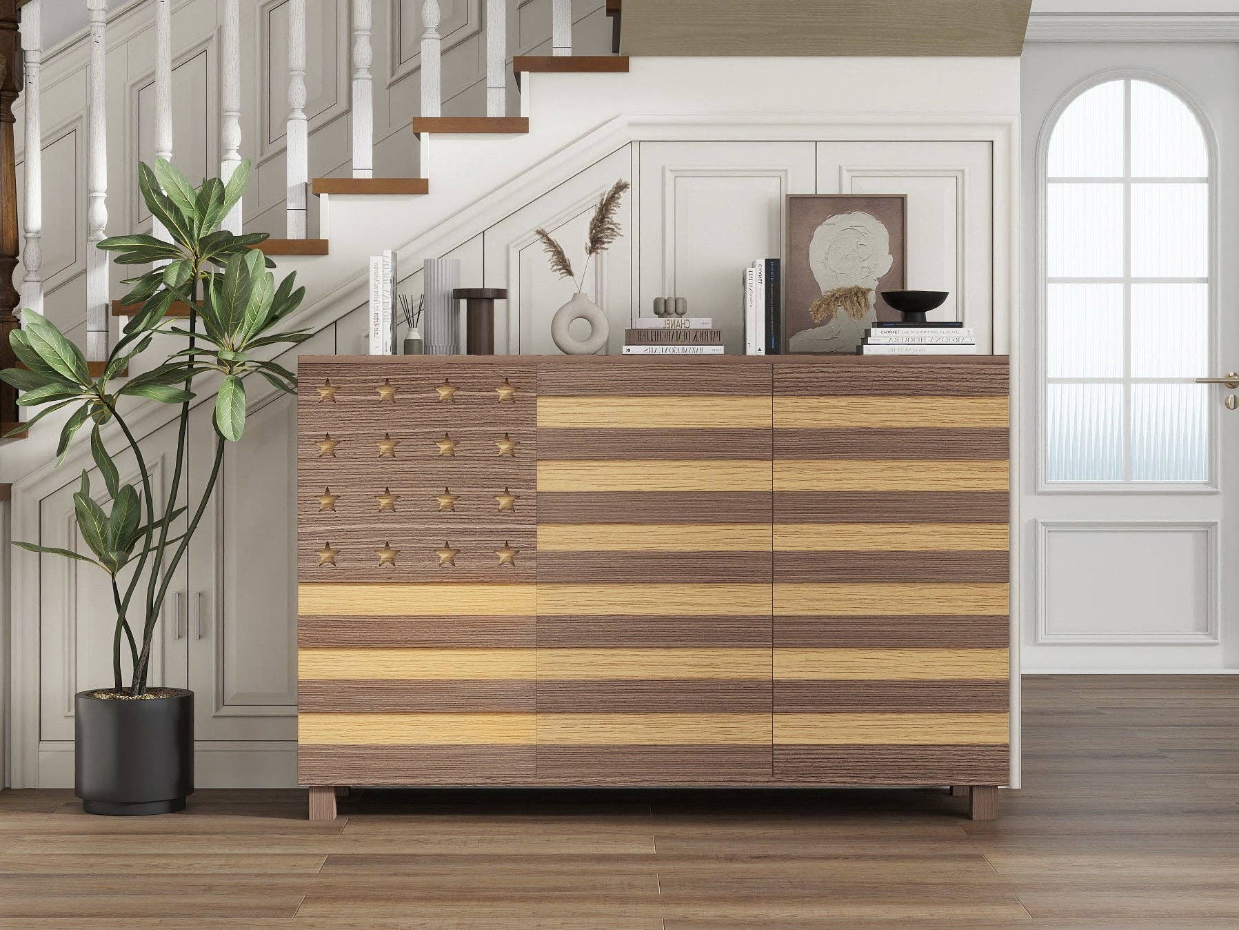 55" Buffet Sideboard Cabinet with Hand-Carved Detail