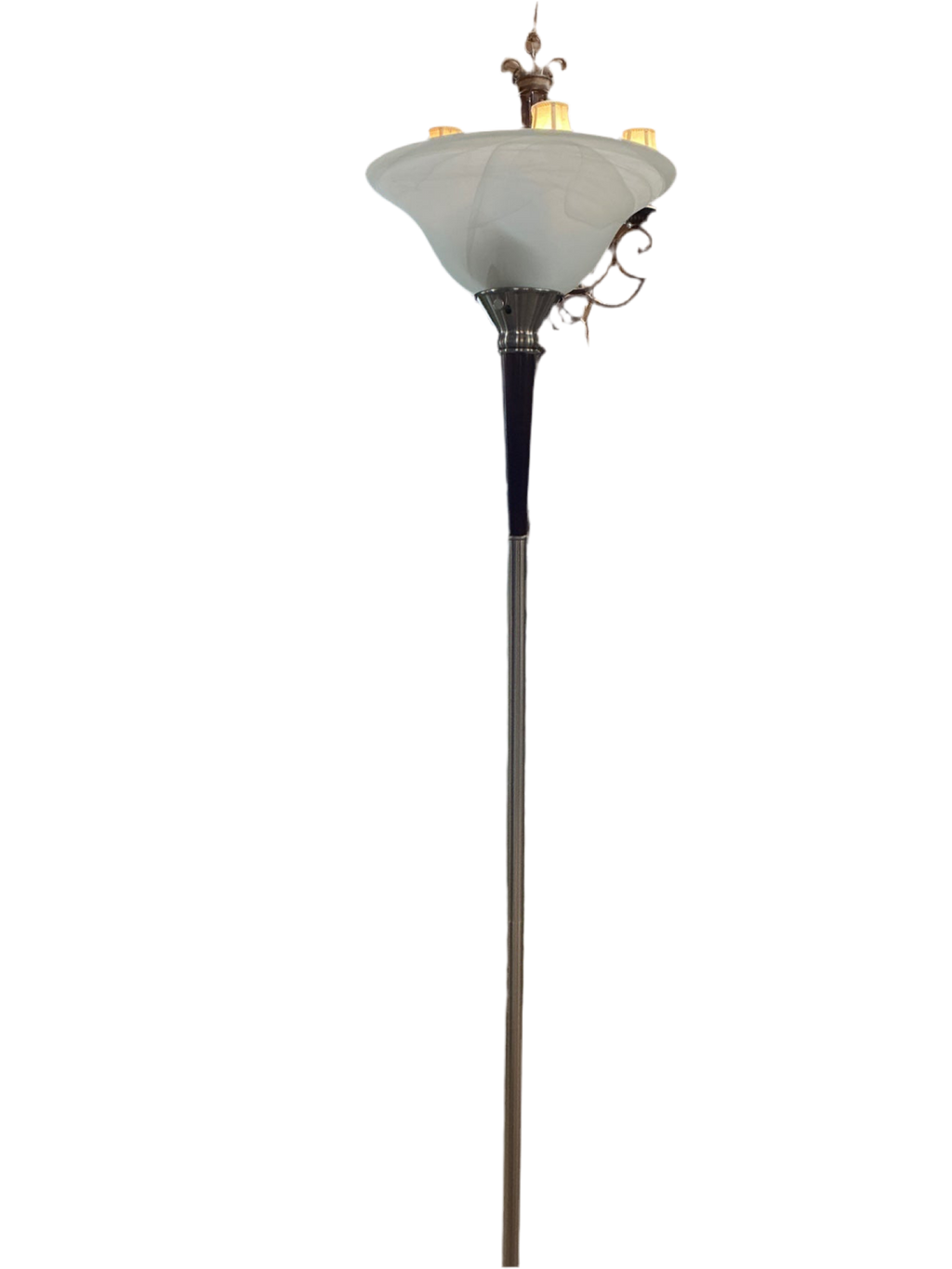 Floor Lamp White and Silver Glass and Metal