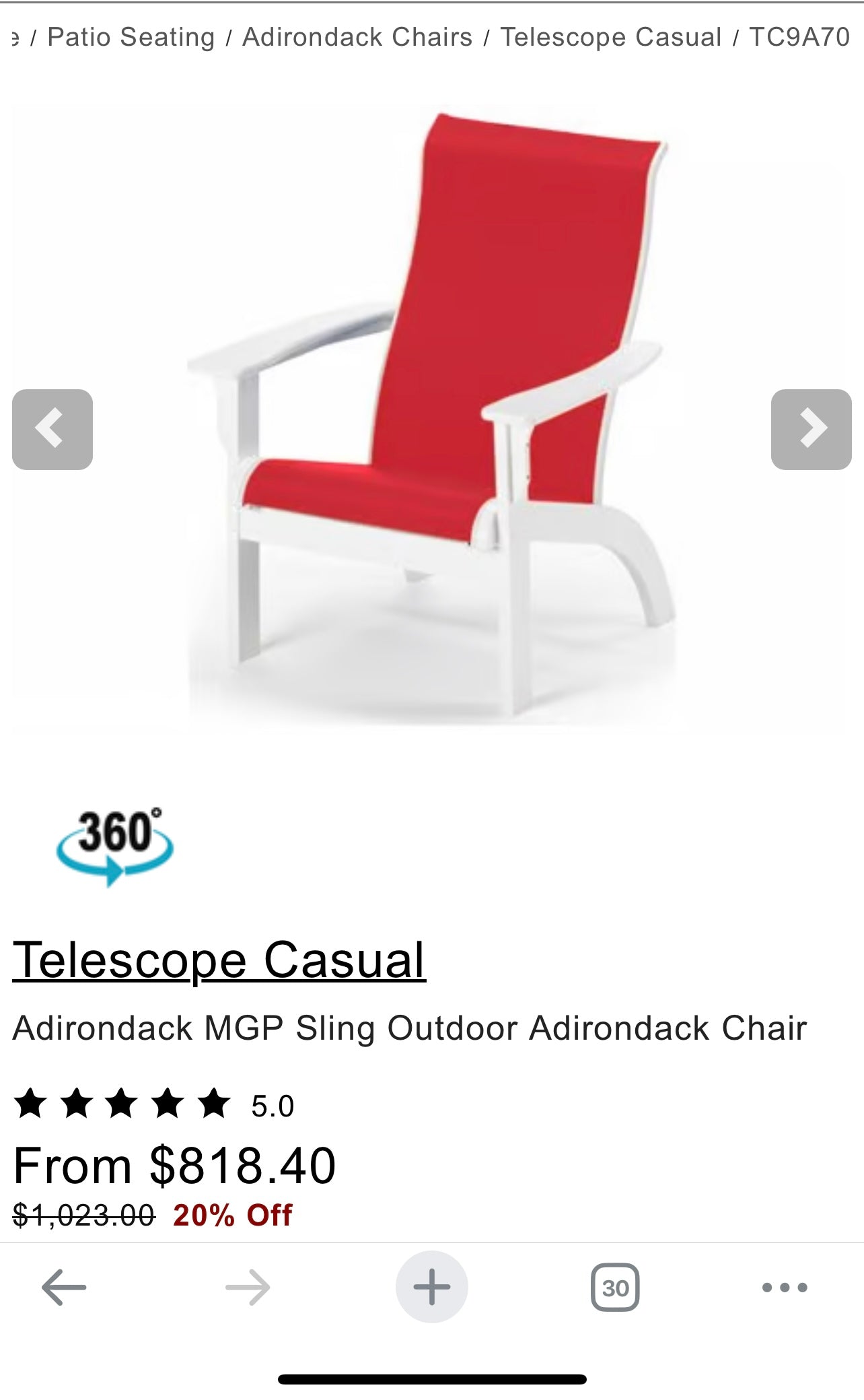 Telescope Casual Adirondack Chair’s
