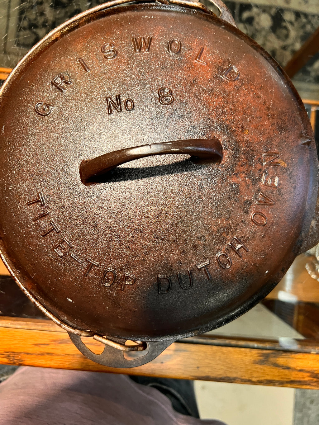 Griswold No. 8 Cast Iron Dutch Oven with Tite-Top Lid, Large Block Logo, Pat. Mar. 16, 1920, Pattern 833