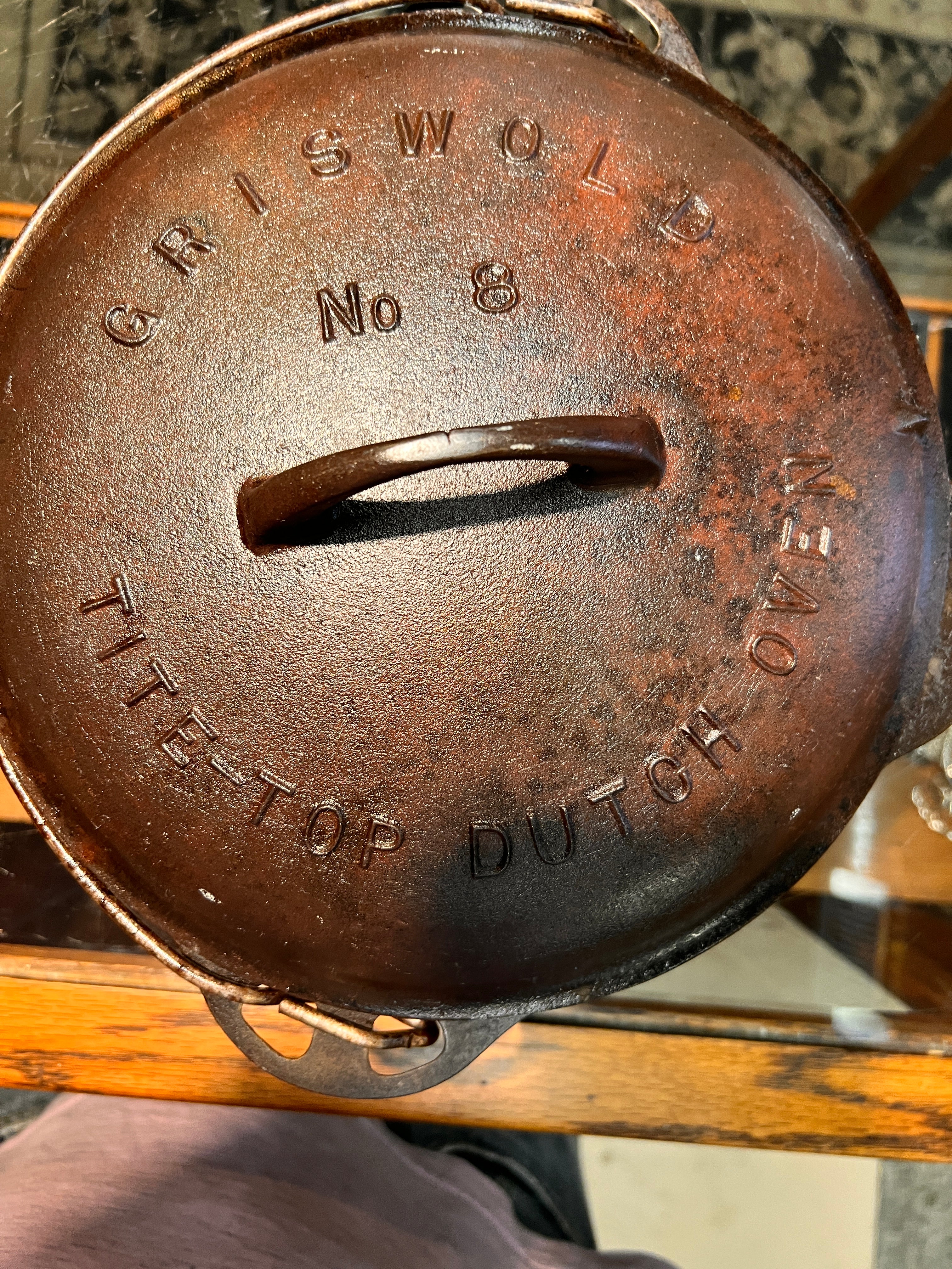 Griswold No. 8 Cast Iron Dutch Oven with Tite-Top Lid, Large Block Logo, Pat. Mar. 16, 1920, Pattern 833