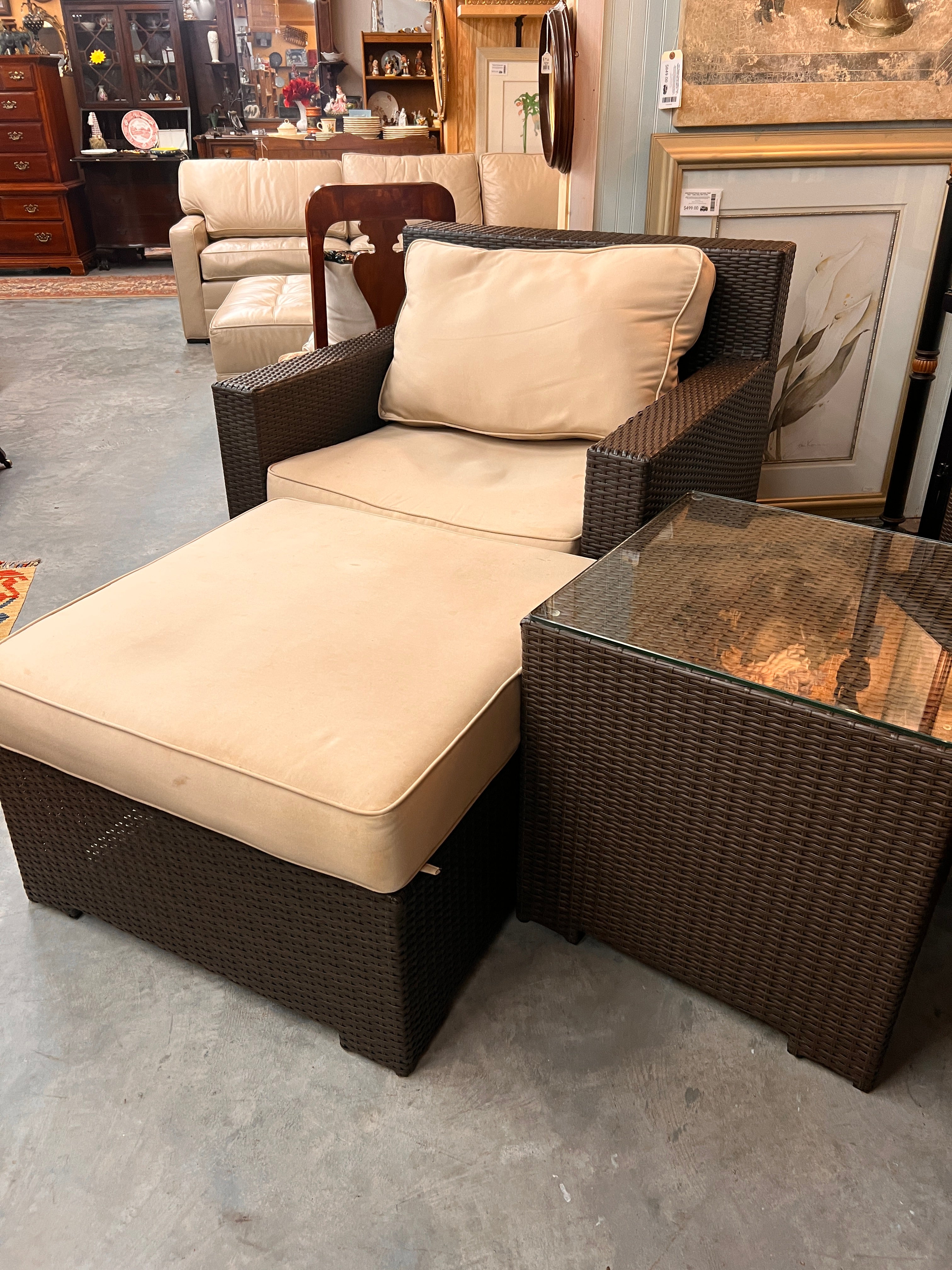 Outdoor Patio Chairs with Ottoman And Side Table