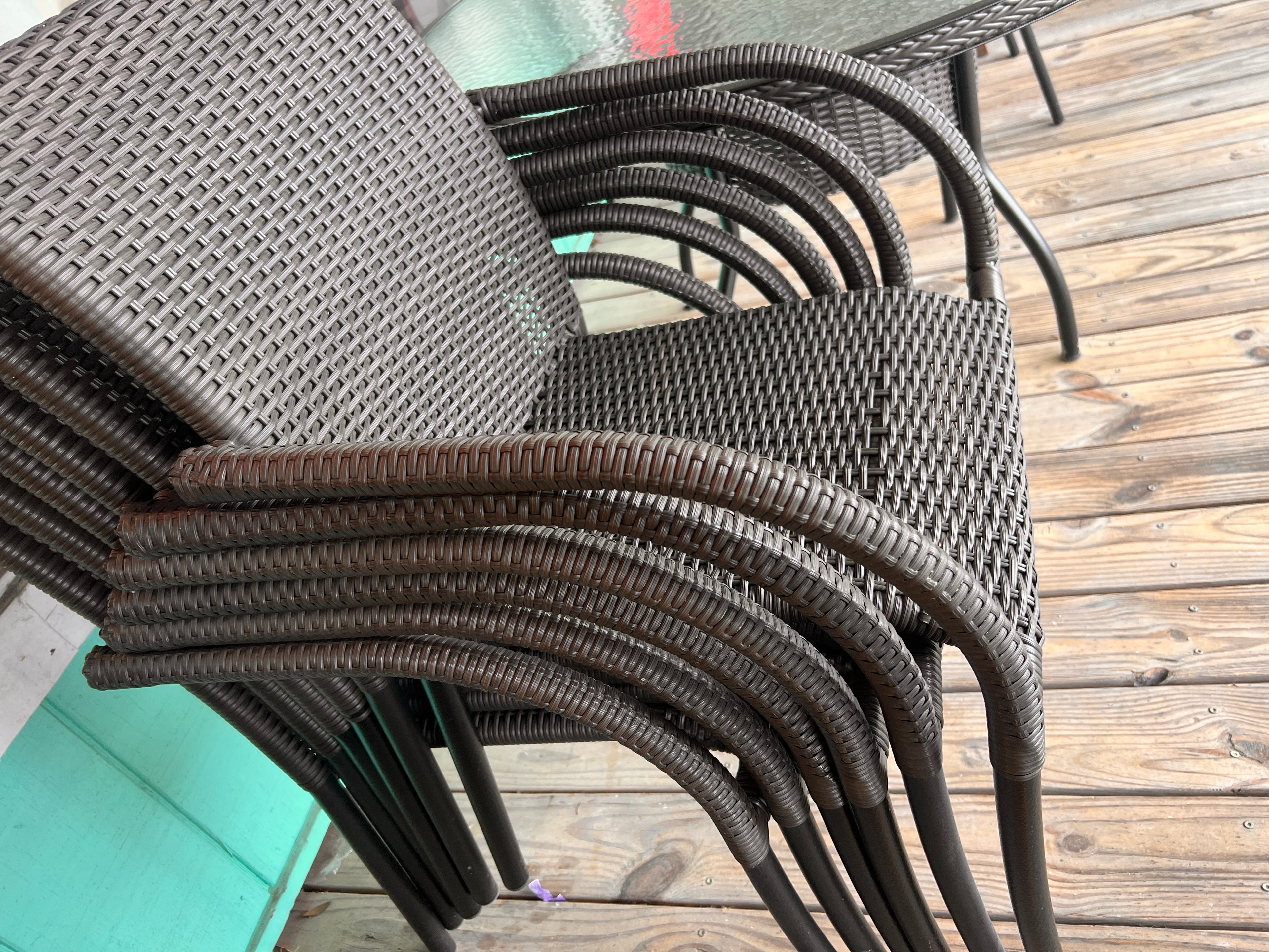 Ebel Mios Patio Set Glass Top Table with 6 Chairs