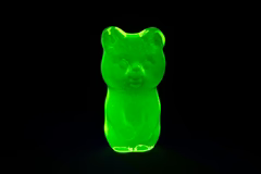 Uranium Glass Tableware (Glow under UV) - Statuette - Small Bear with Flat Side
