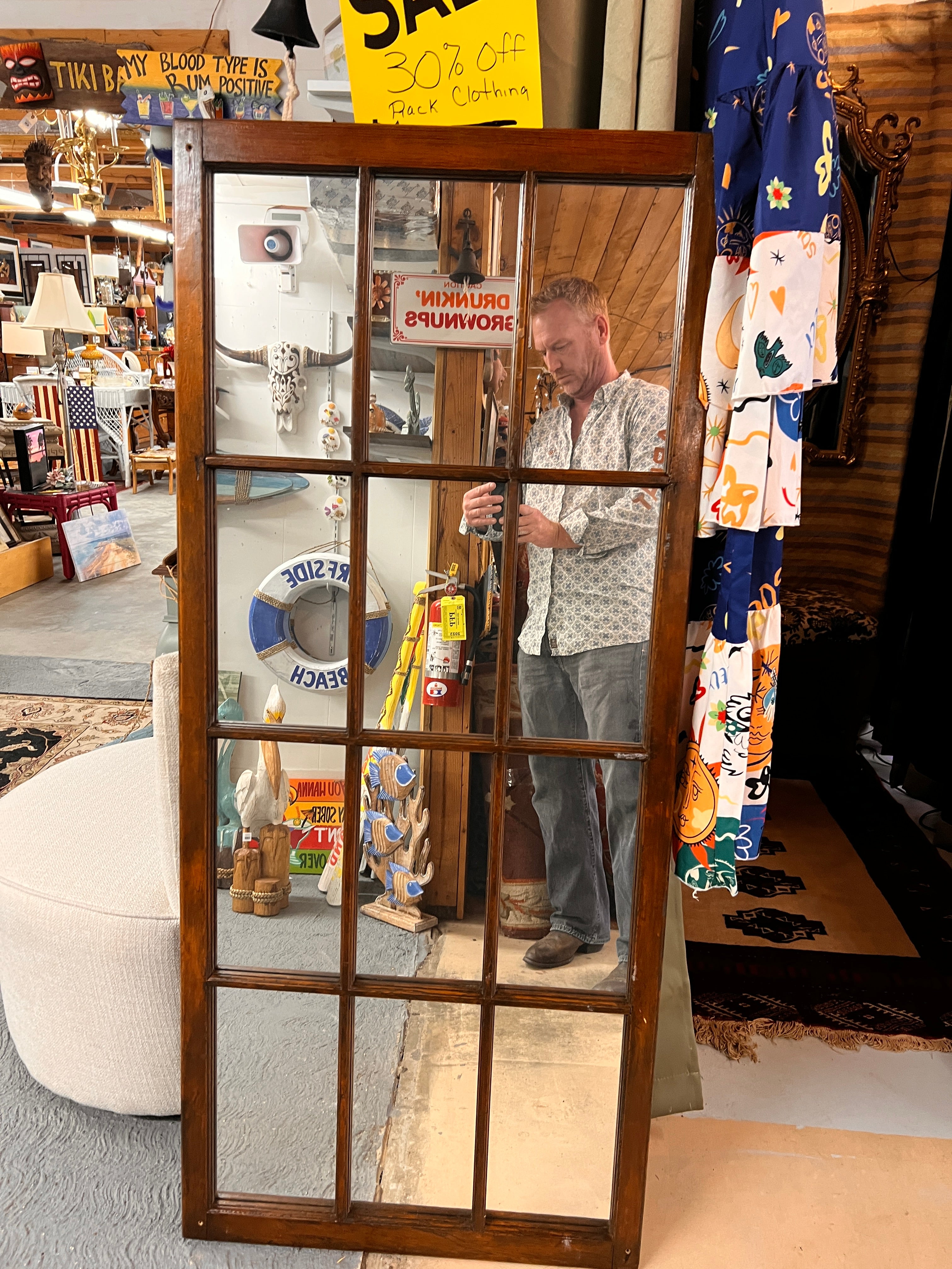 12 Panel Antique Wall Mirror