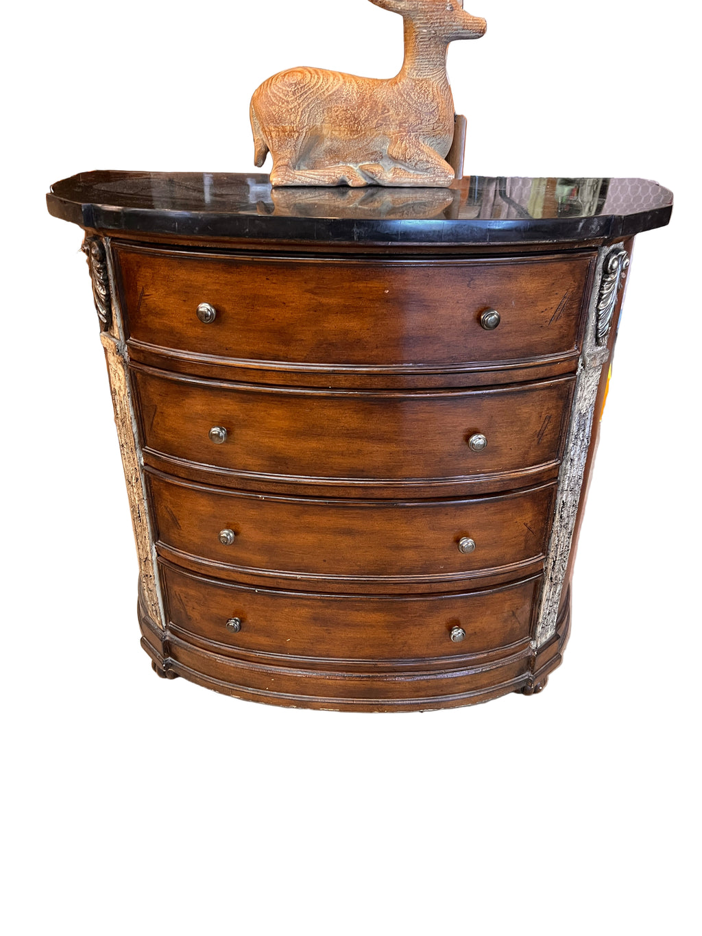 Marble Top Italian Bow Front Entry Table