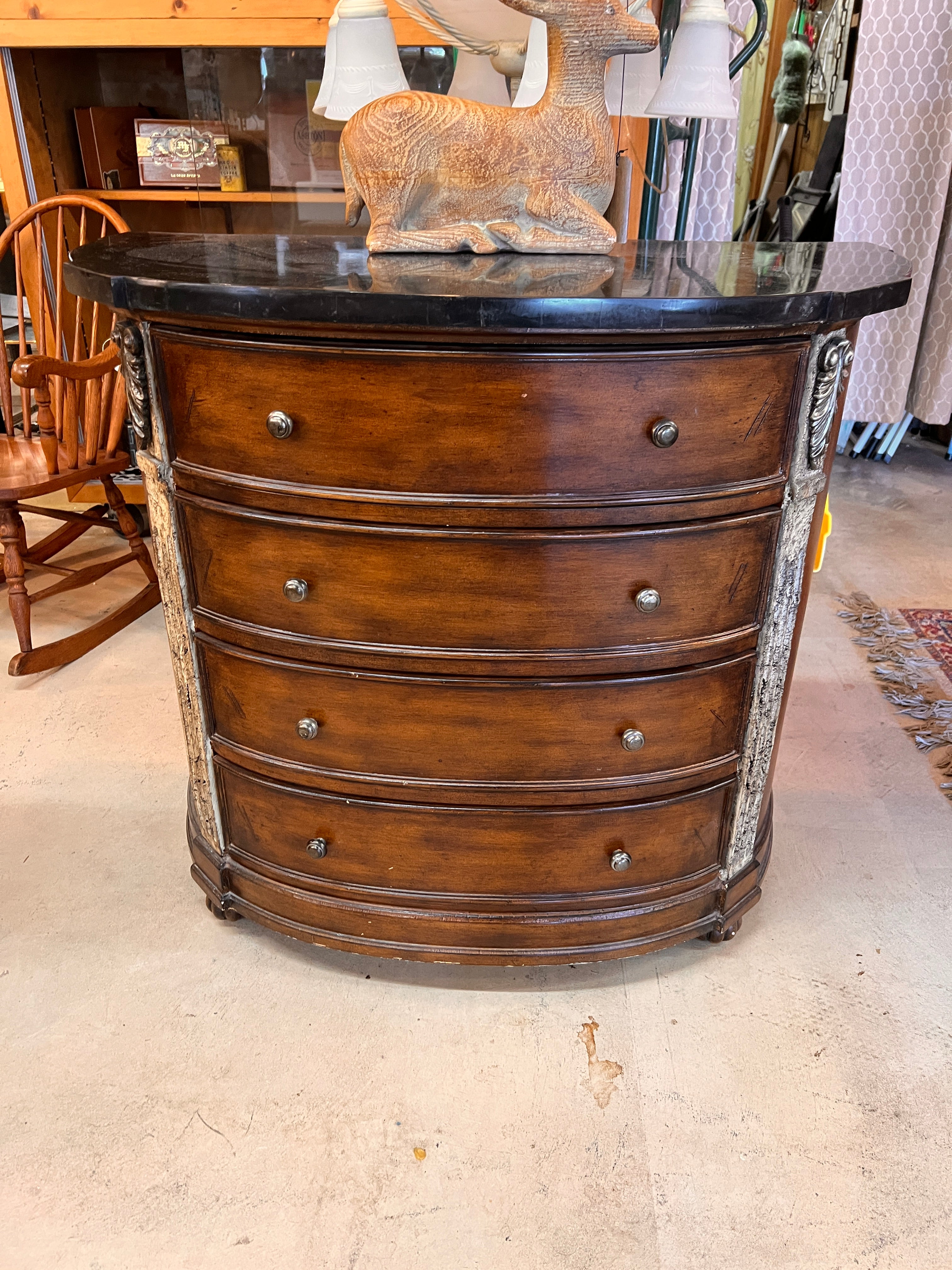 Marble Top Italian Bow Front Entry Table