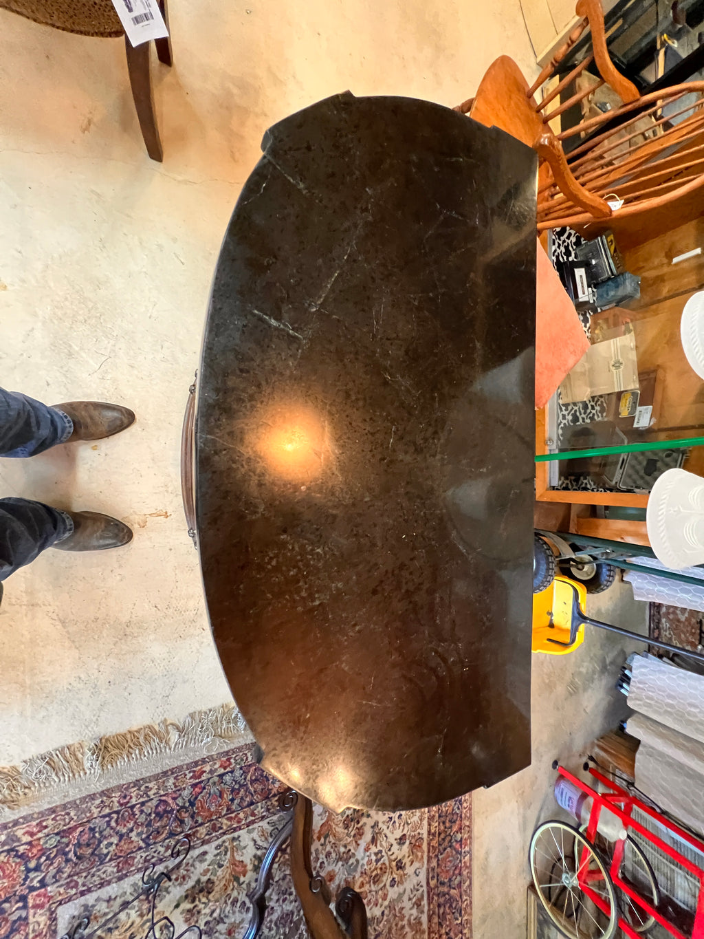 Marble Top Italian Bow Front Entry Table