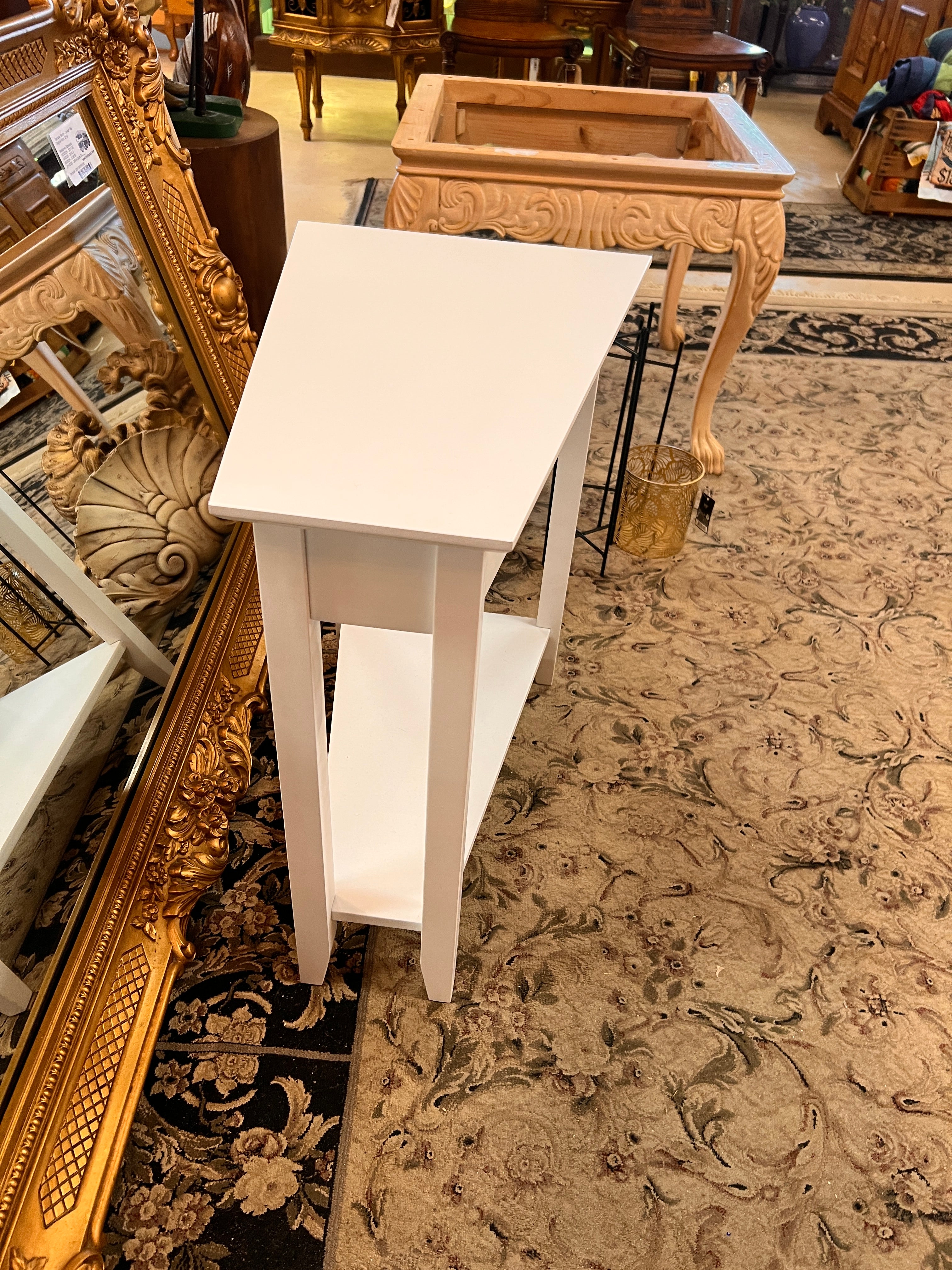 White Geometric Side Table