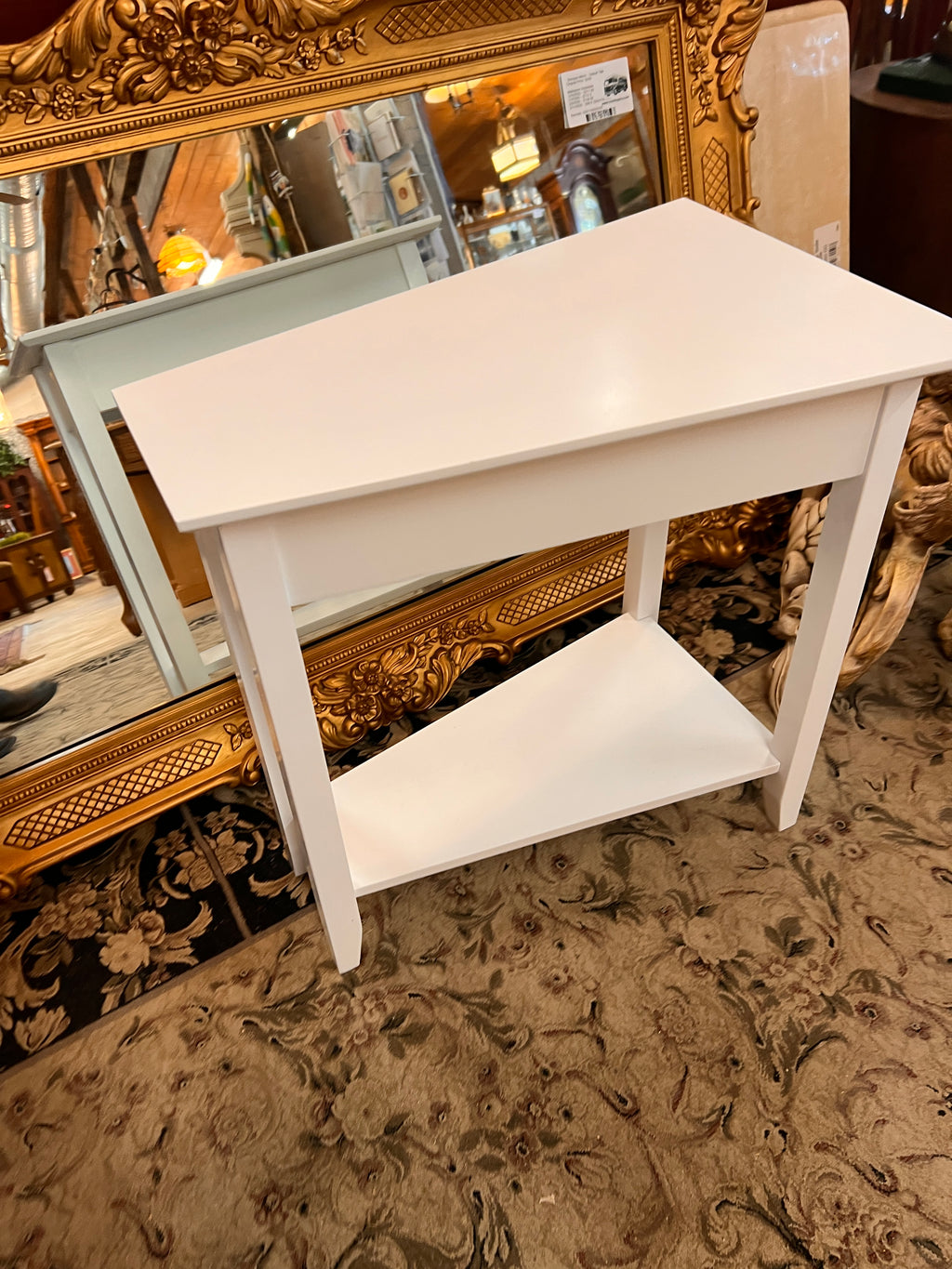 White Geometric Side Table