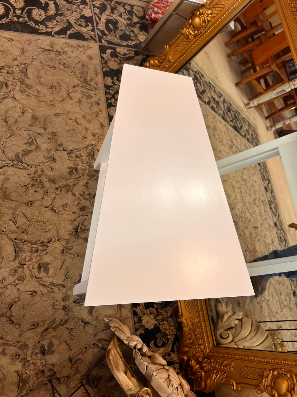 White Geometric Side Table