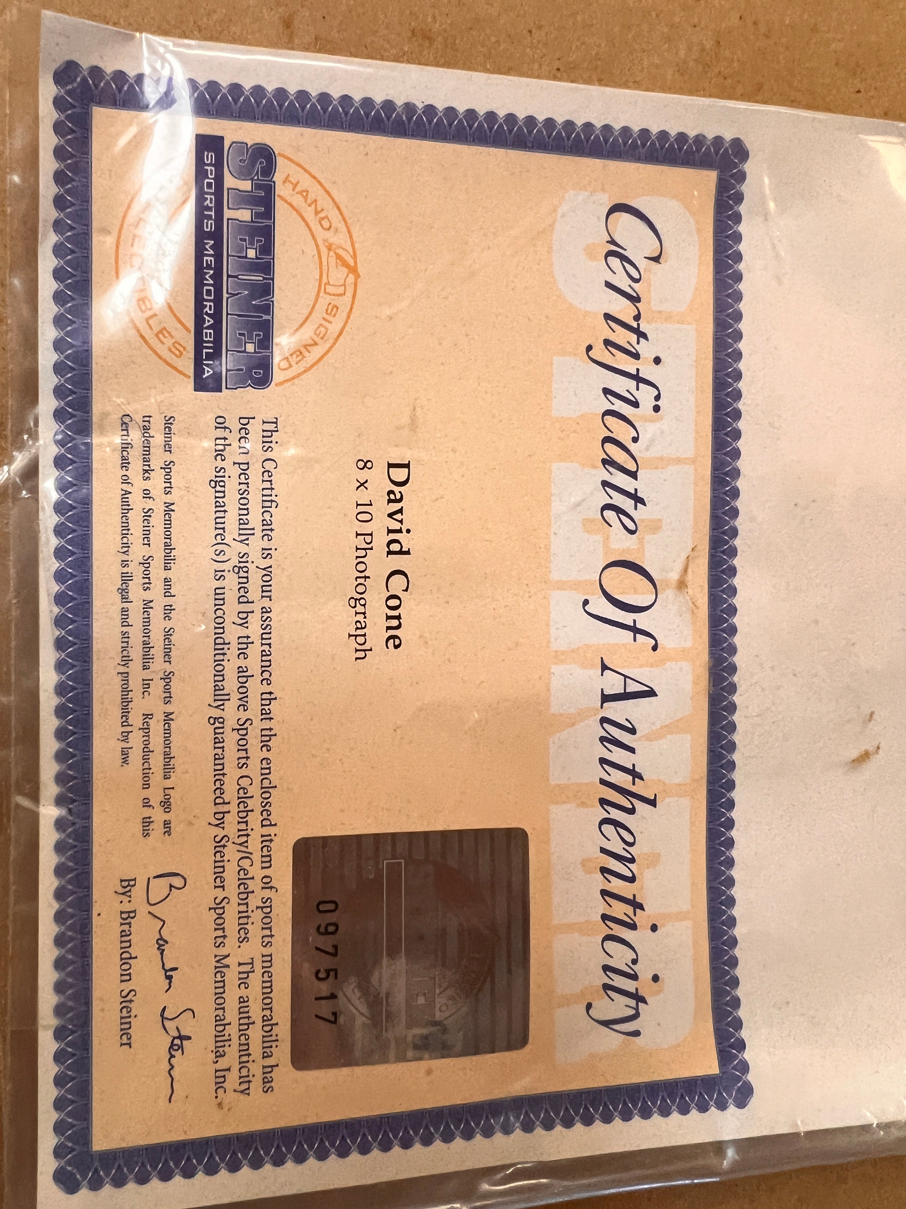 David Cone Autographed 8×10 Yankees Photo – Steiner Sports Certified – Framed