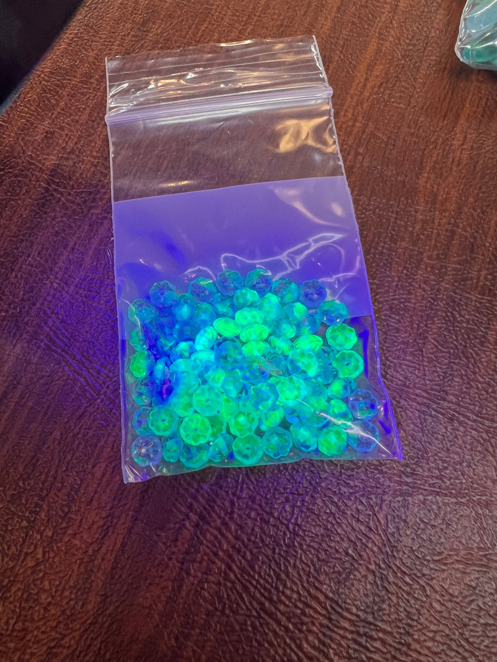 Small Round Blue Uranium Glass Beads