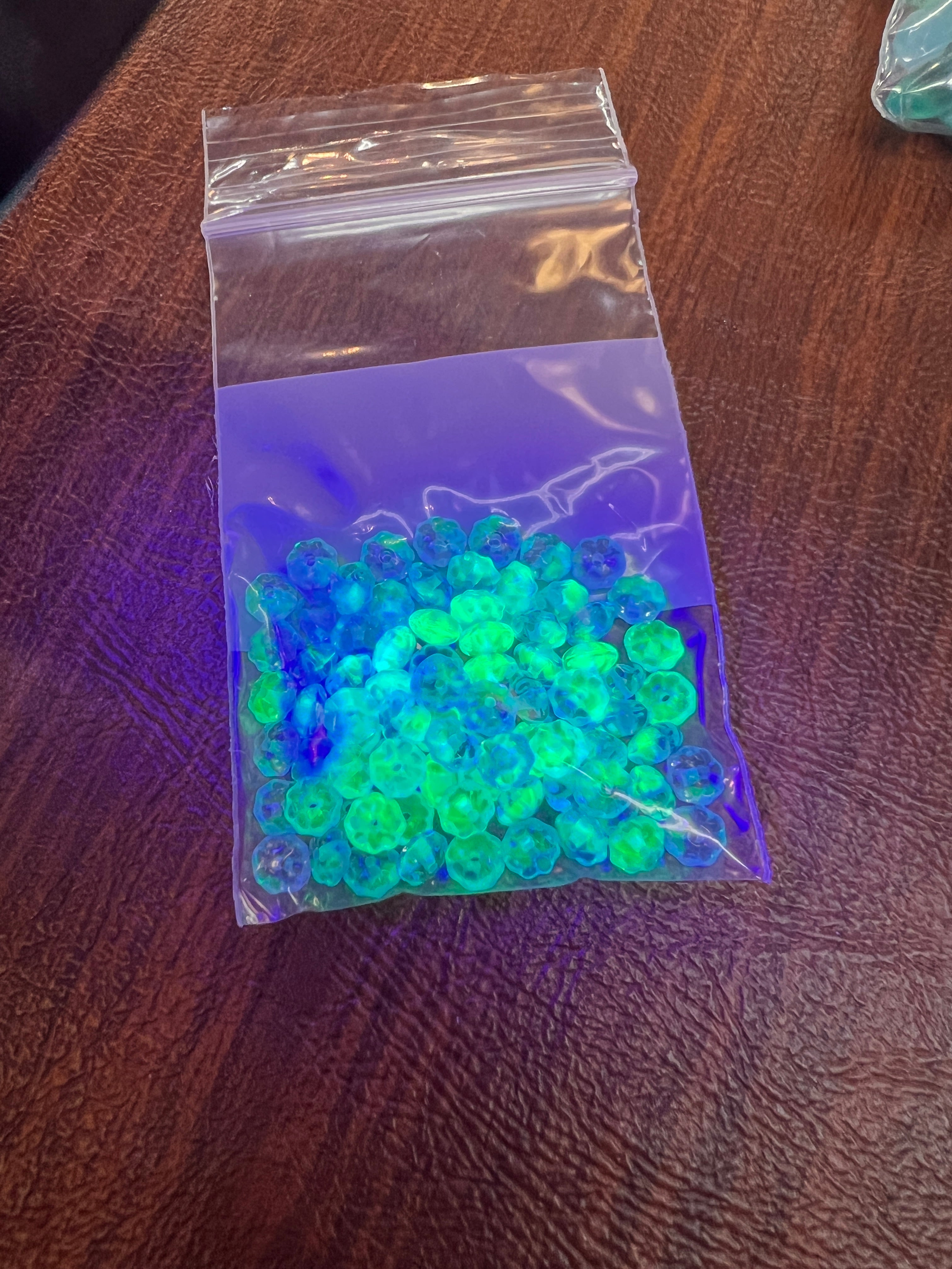 Small Round Blue Uranium Glass Beads