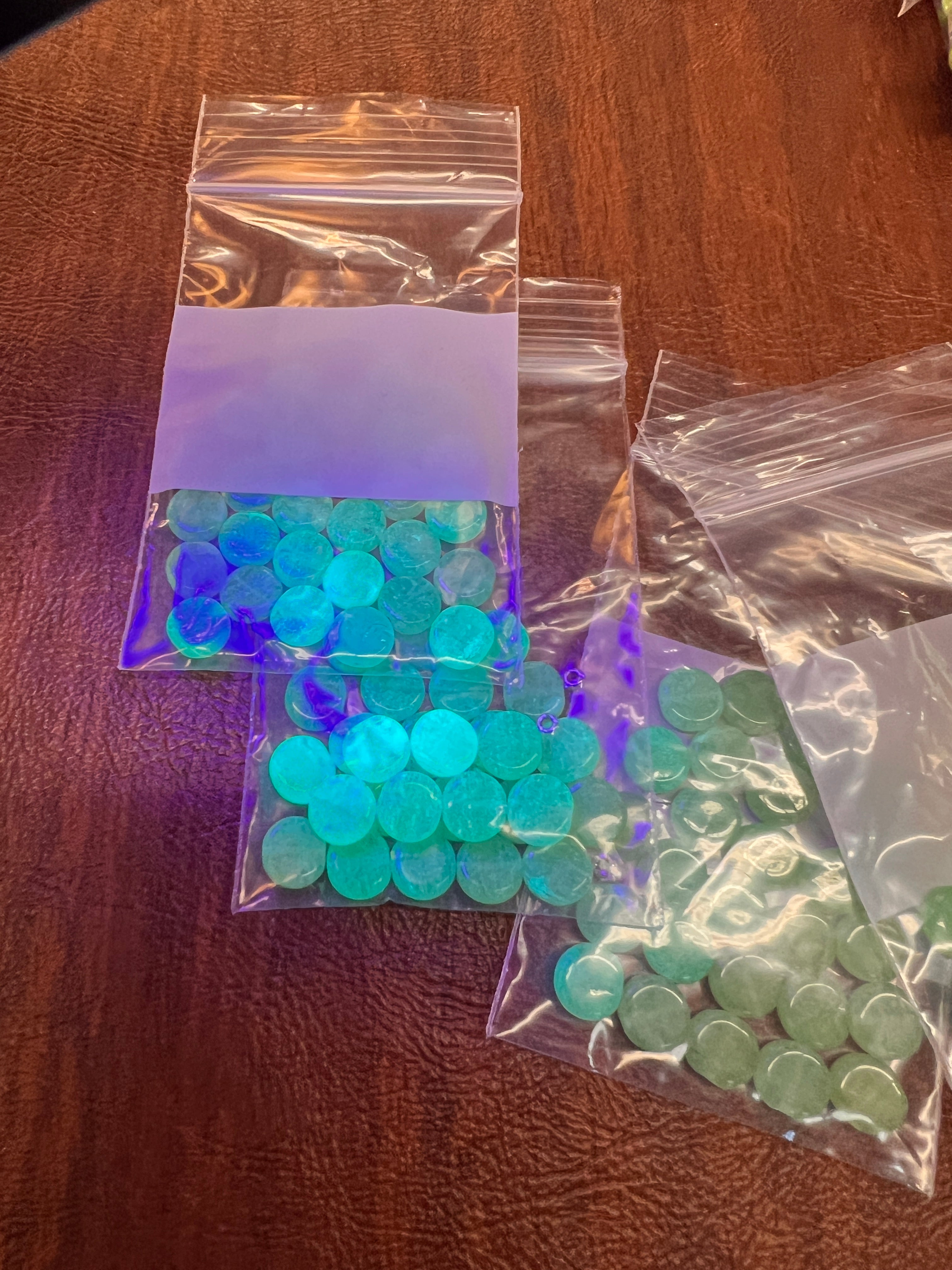 Uranium Glass Beads Green Round