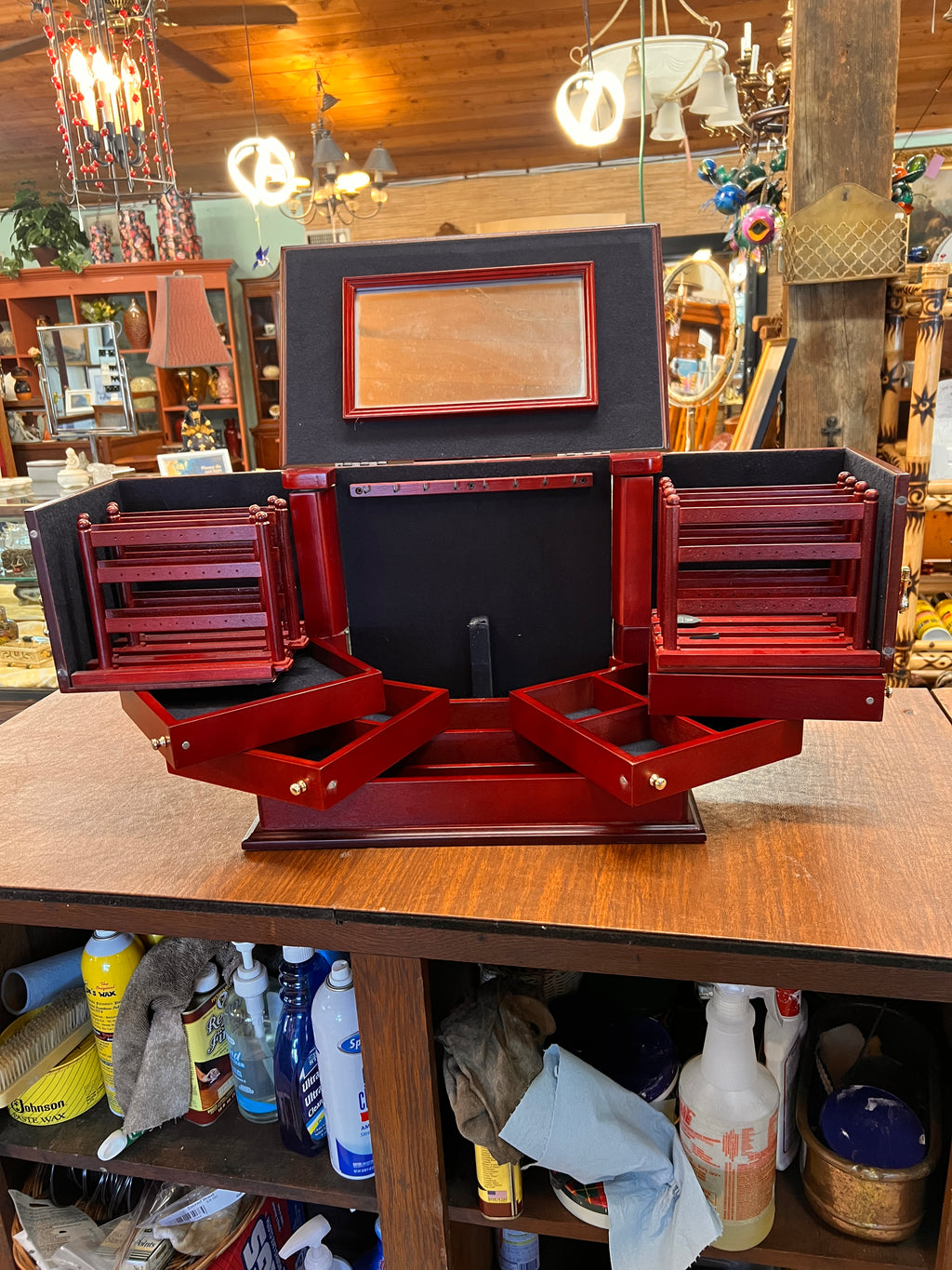 Lori Grenier "For Your Ease Only" Cherry Wood Jewelry Box