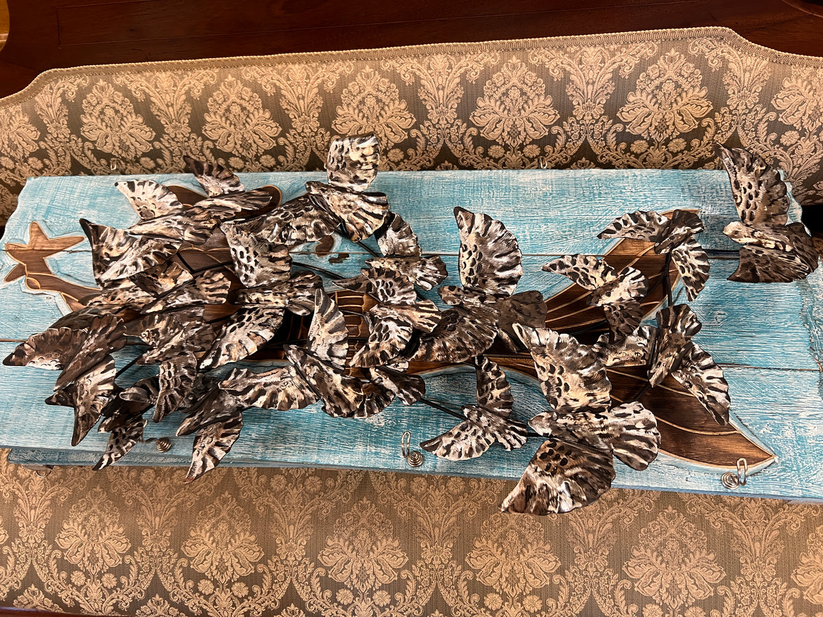 Large Metal Flock of Birds in Flight Wall Sculpture – 32" Dimensional Wall Art
