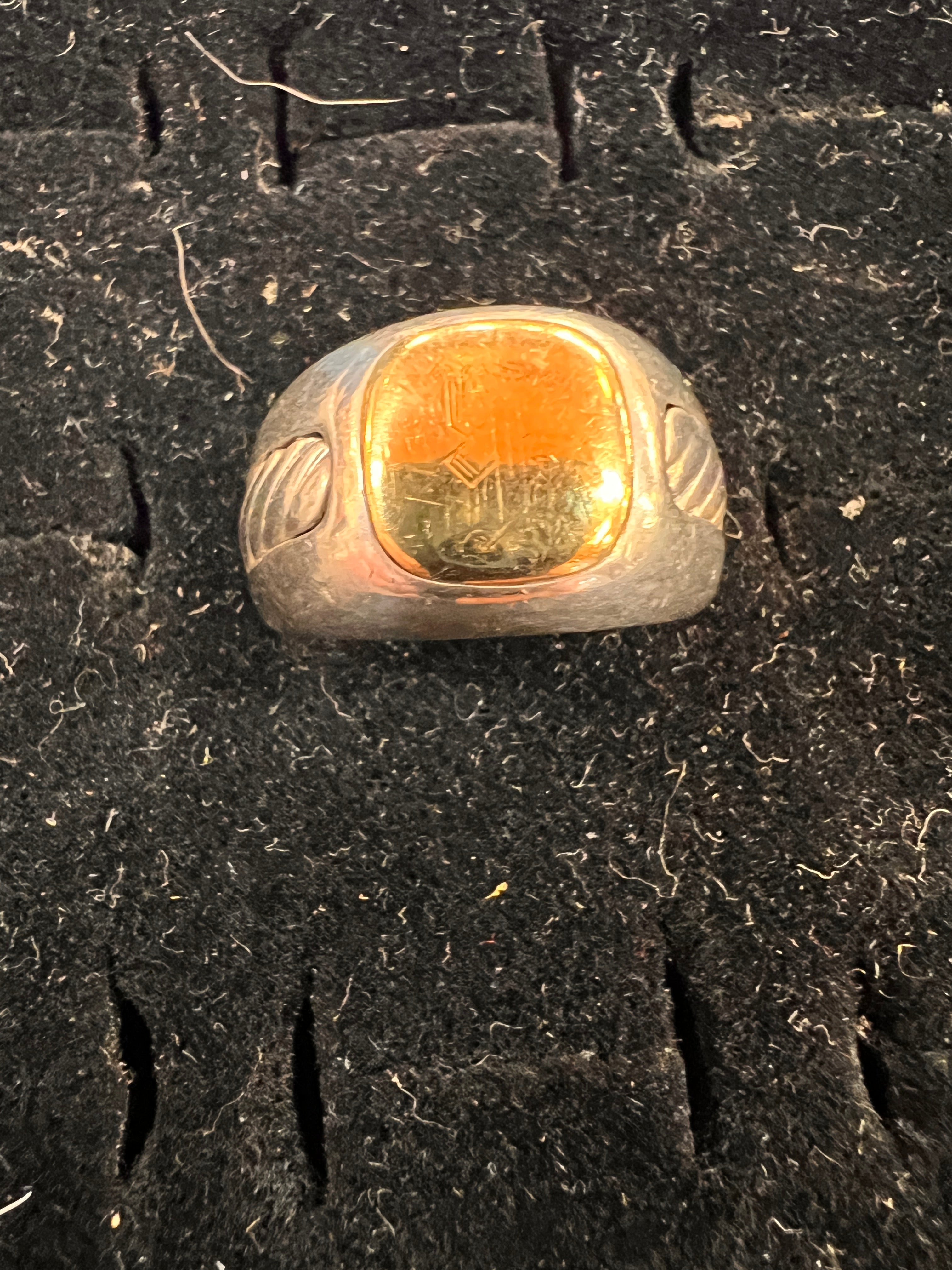 David Yurman Size 11 Sterling with Gold Inlay Ring