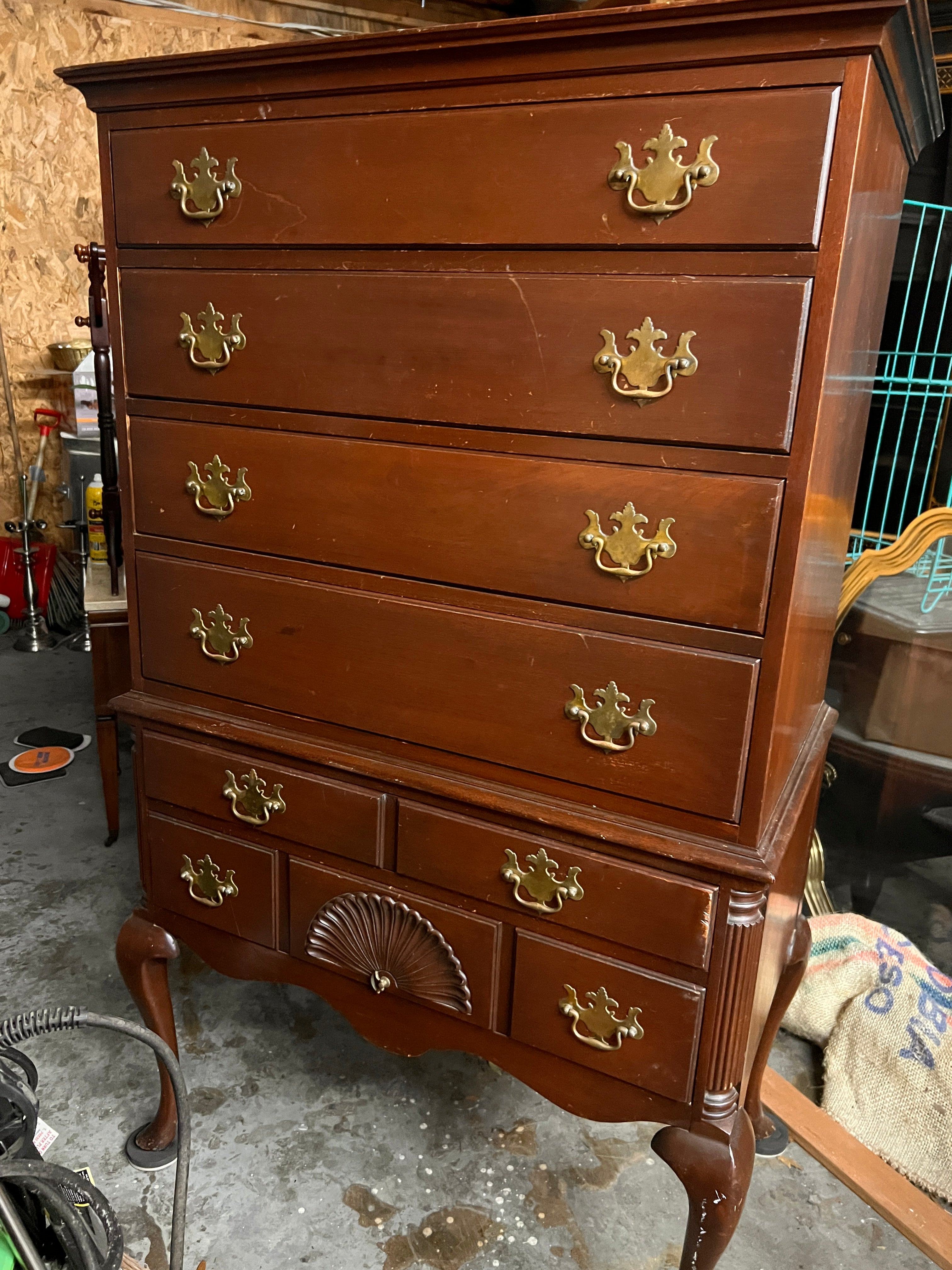 6 Drawer Cherry Highboy Chest Of Drawers