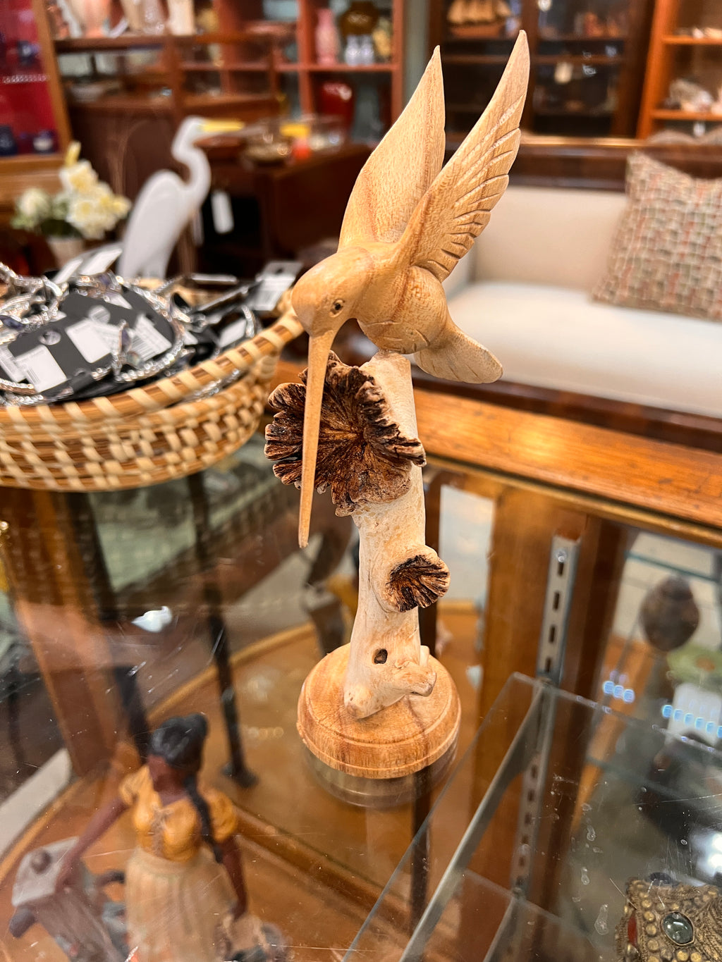 Carved Hummingbird Sculpture