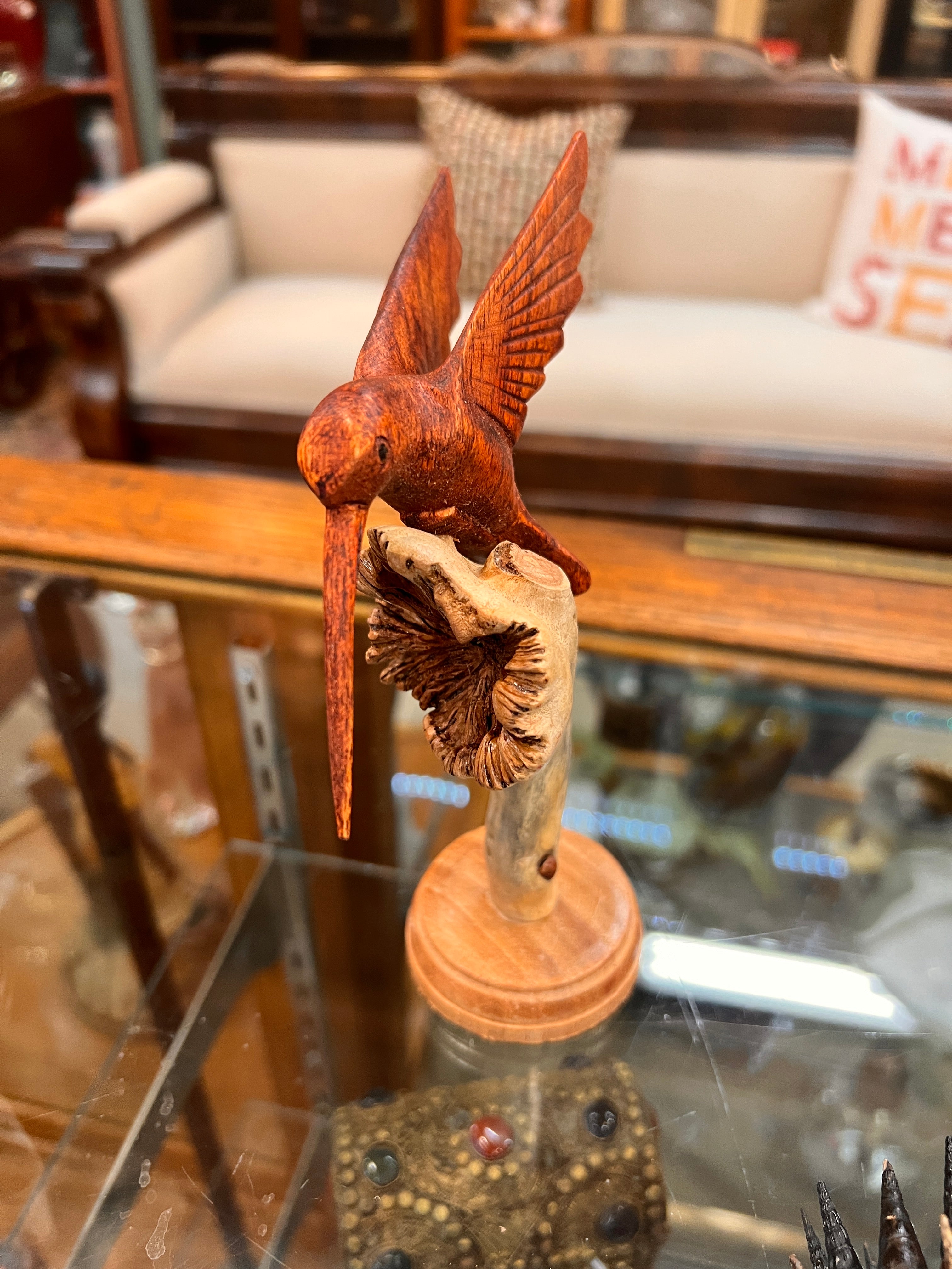 Carved Hummingbird Sculpture