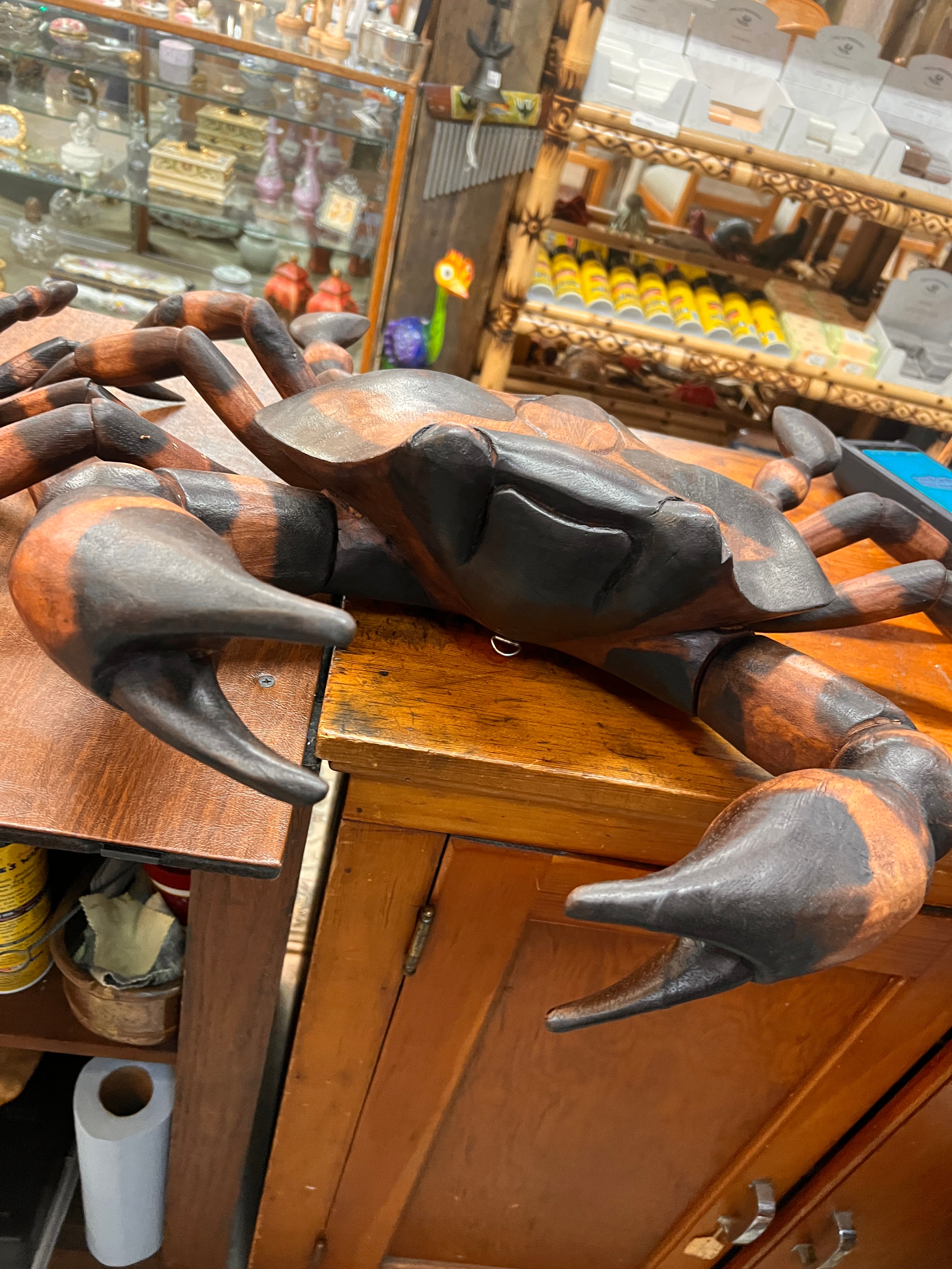 Large Wooden Crab Sculpture