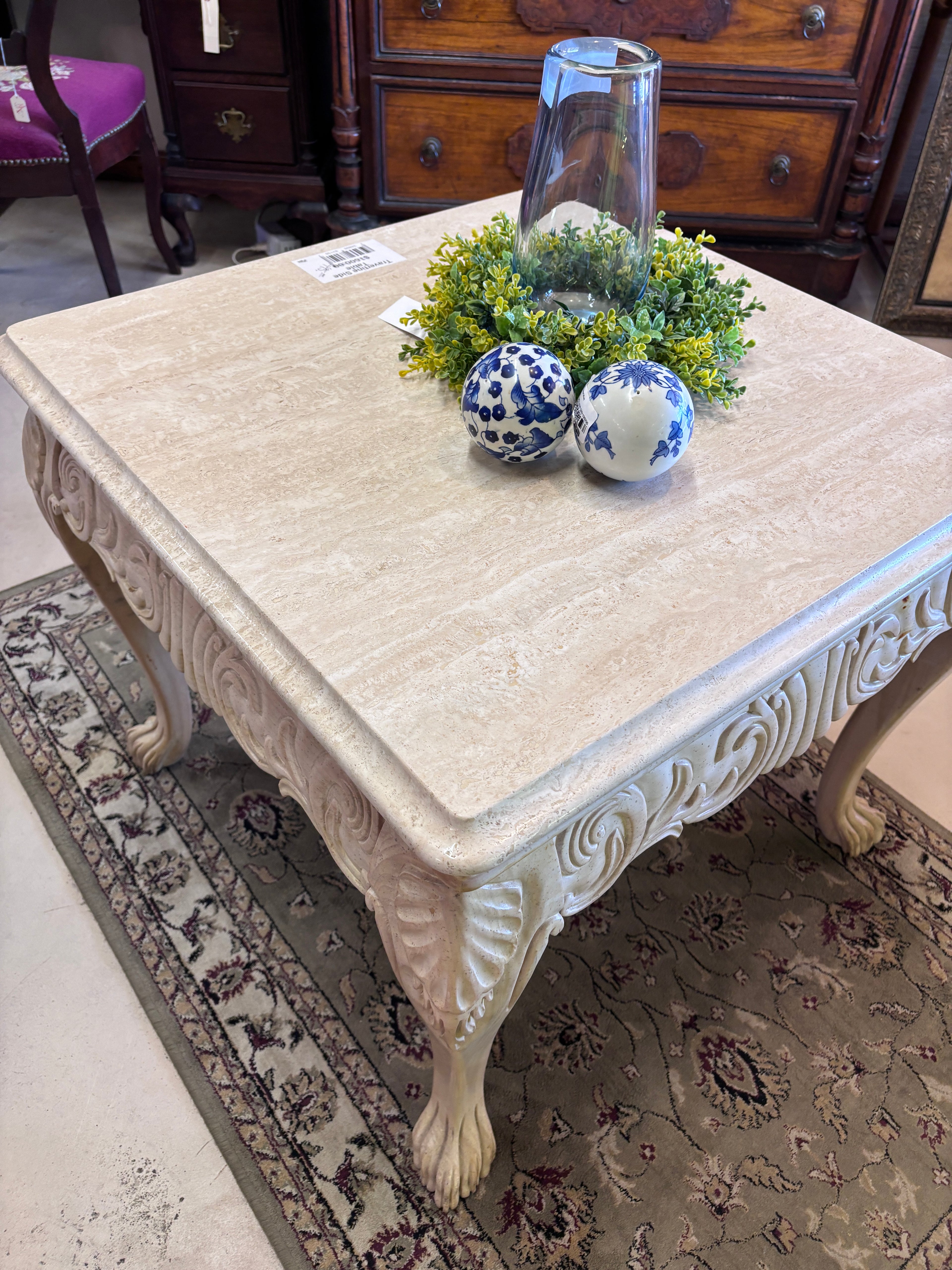 Travertine Side Table