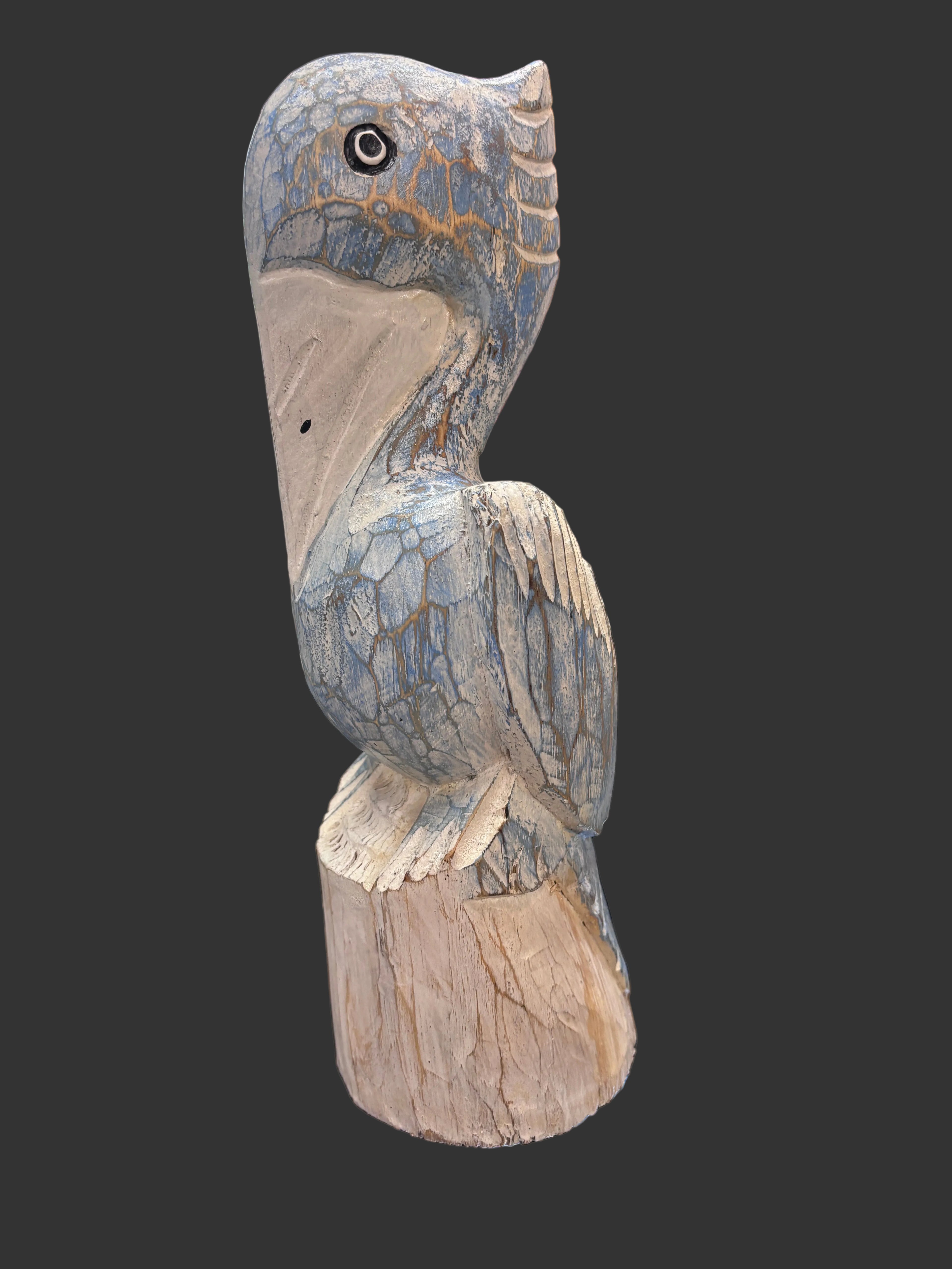 Single Post Wood Pelican 16" Blue & White