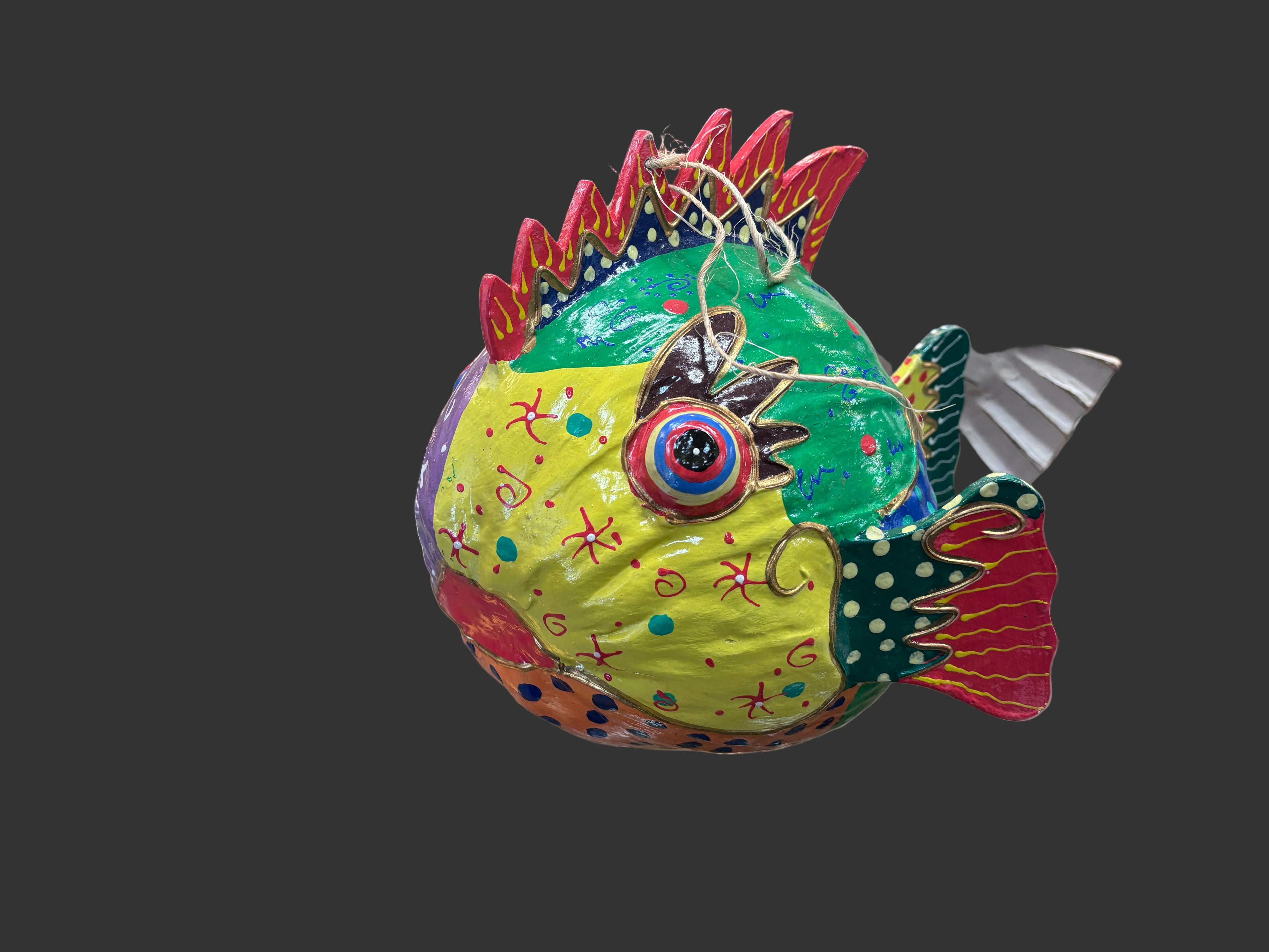 Multi Colored Wood Coco Fish 10" Tall