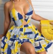 Wholesale-Women'S-Fashion-Printing-Hollow-Out-Colorful-Street-Halter-Neck-Sleeveless-Tiered-Skirt M blue