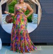 Wholesale-Women'S-Tropical-Printing-Painted-Flower-Flower-Holiday-Collarless-Sleeveless-Strap-Dress m pink