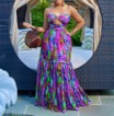 Wholesale-Women'S-Tropical-Printing-Painted-Flower-Flower-Holiday-Collarless-Sleeveless-Strap-Dress m purple