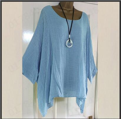 Women'S Casual Solid Color 3/4 Length Sleeve T-Shirts NH33095884|Light Blue|XL